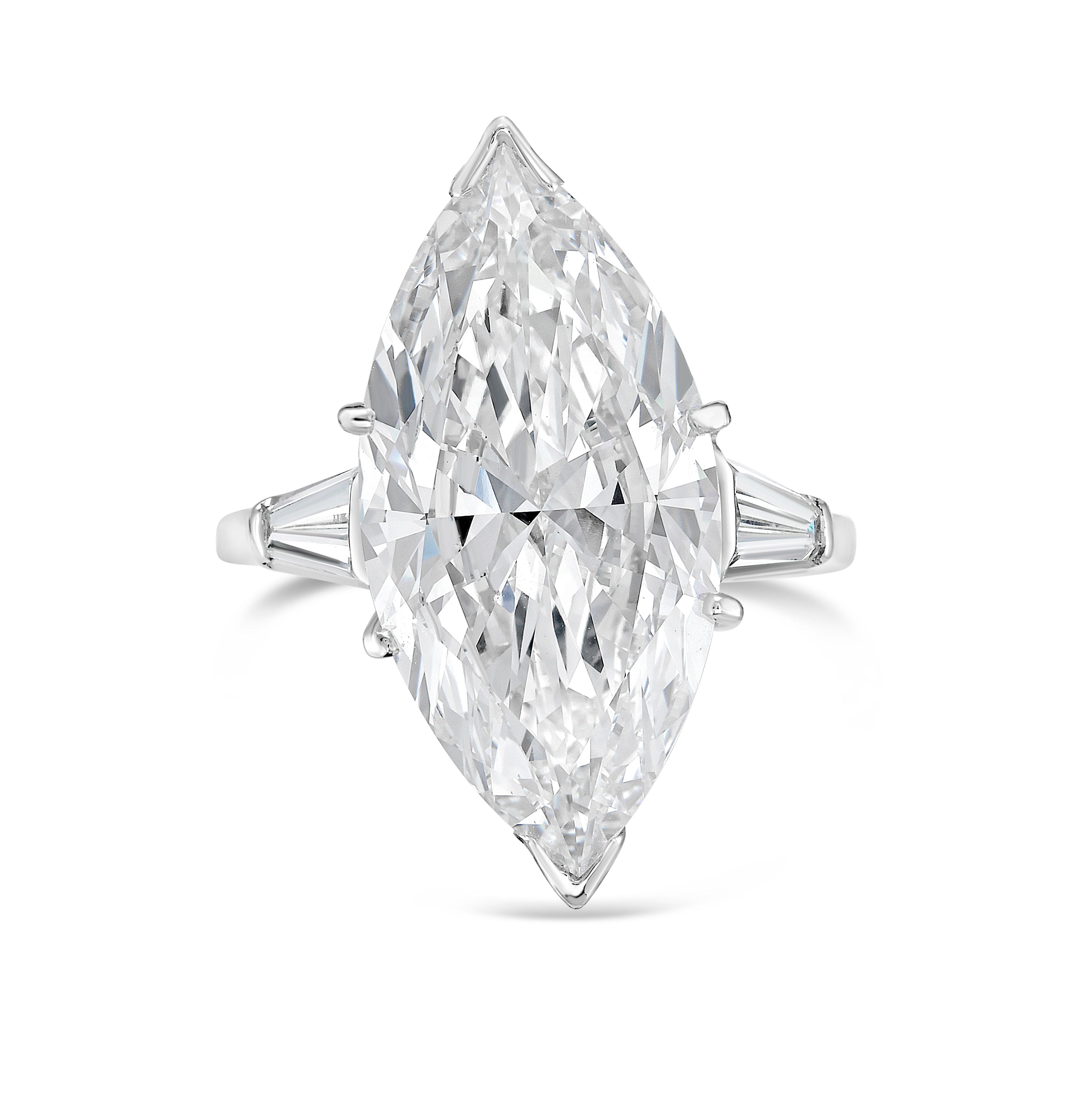 Lab Grown Marquise Engagement Ring with Baguettes