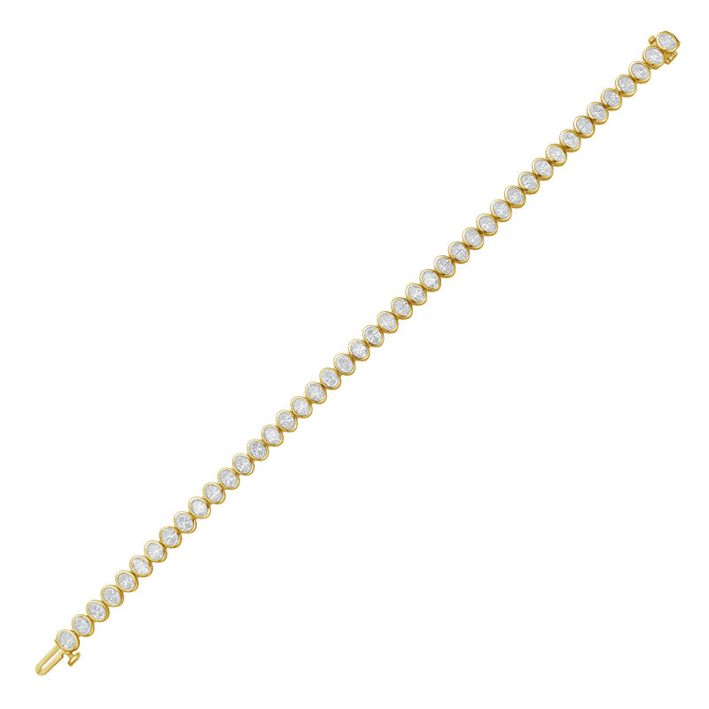 Lab Grown Oval Bezel Tennis Bracelet
