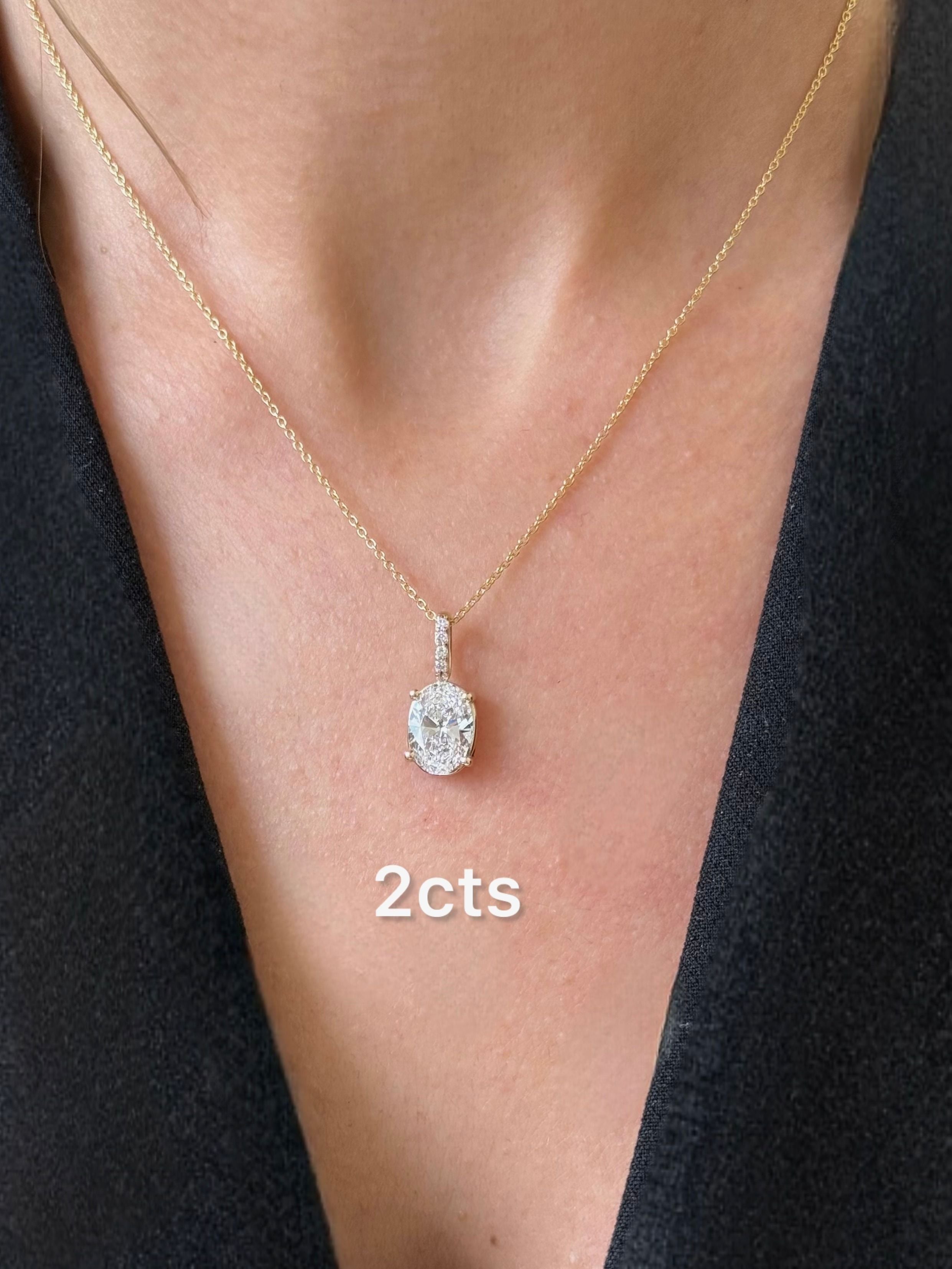 Lab Grown Oval Diamond Pendant