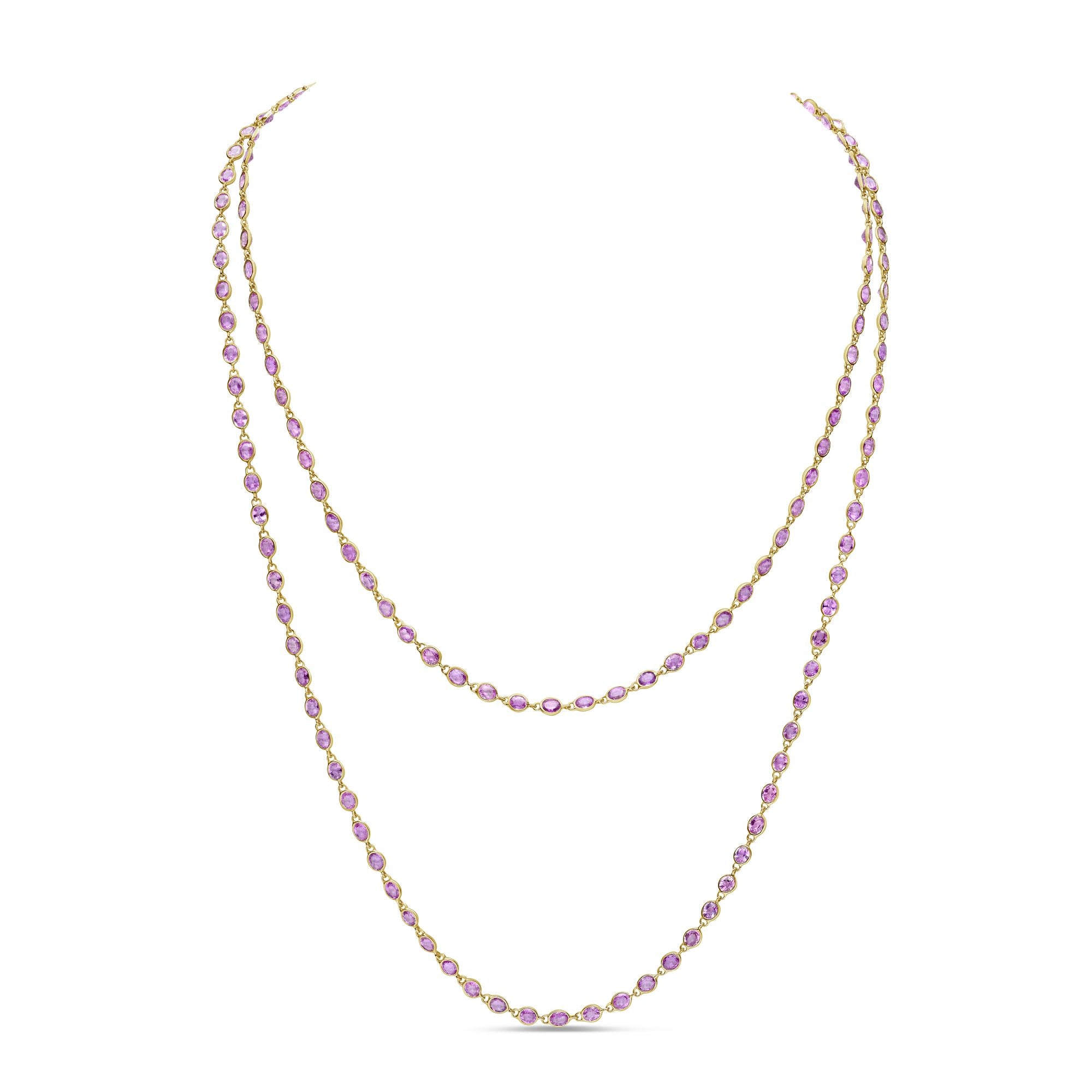 Oval Pink Sapphire Necklace