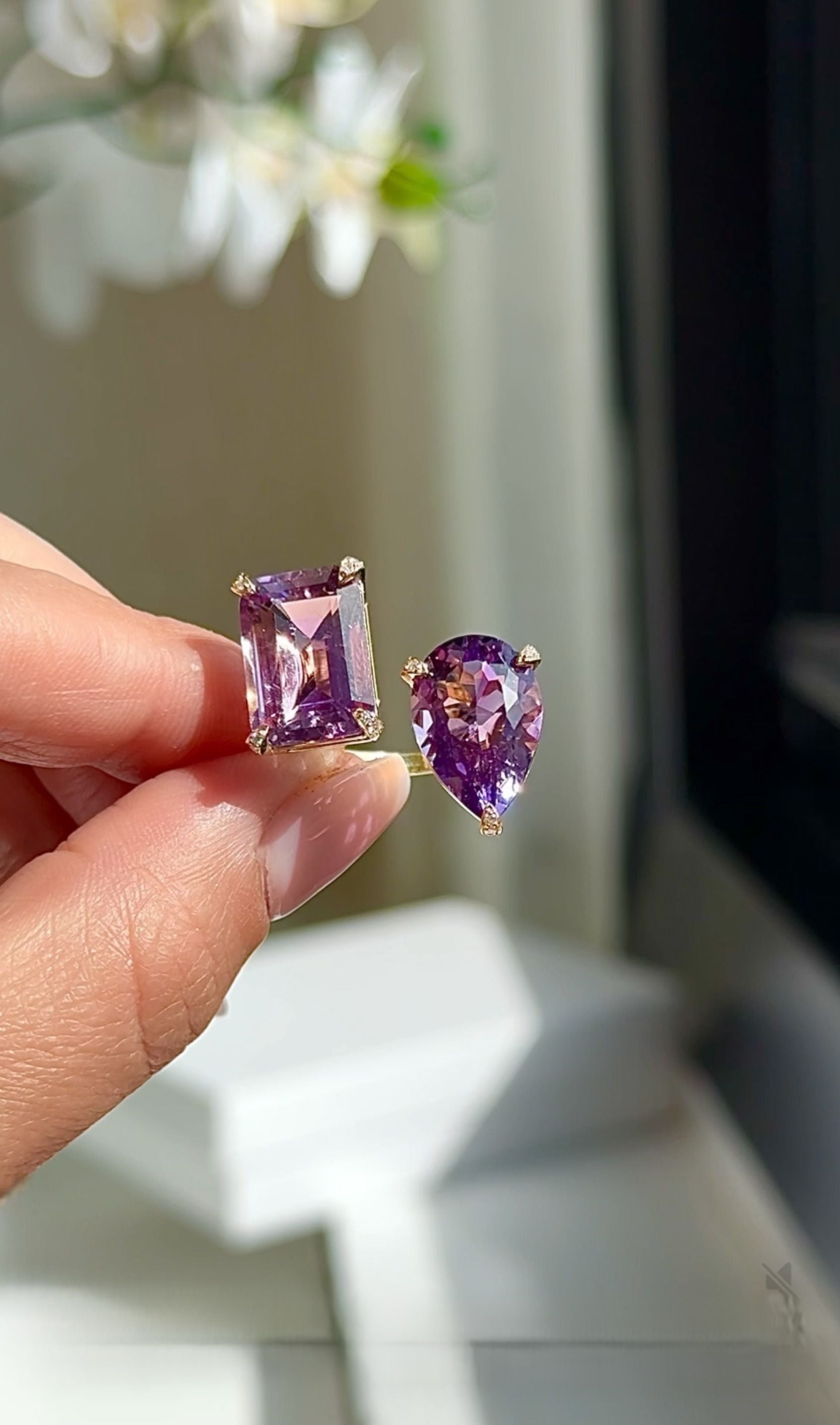 Amethyst Two-Stone Ring