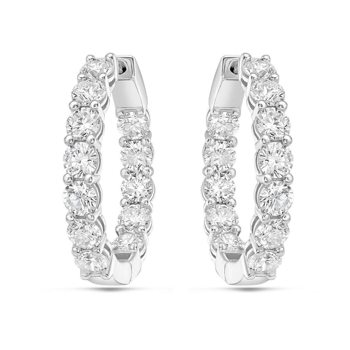 1.25 Inch Lab Grown Round Diamond Hoop Earrings