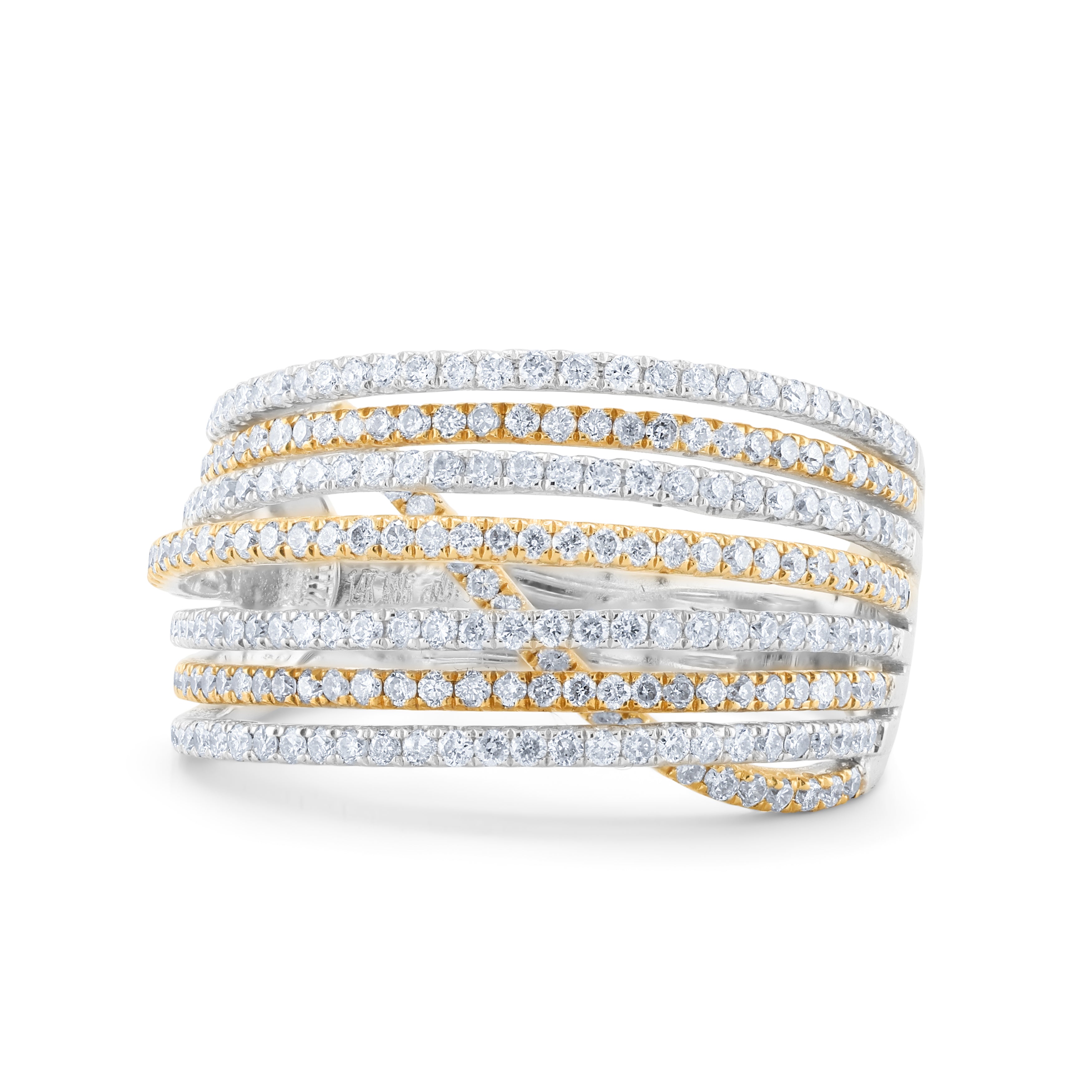 Two Tone Criss Cross Diamond Ring