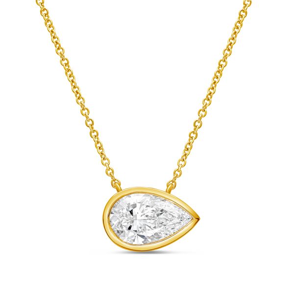 Lab-grown pear diamond pendant with 16–18 inch chain
