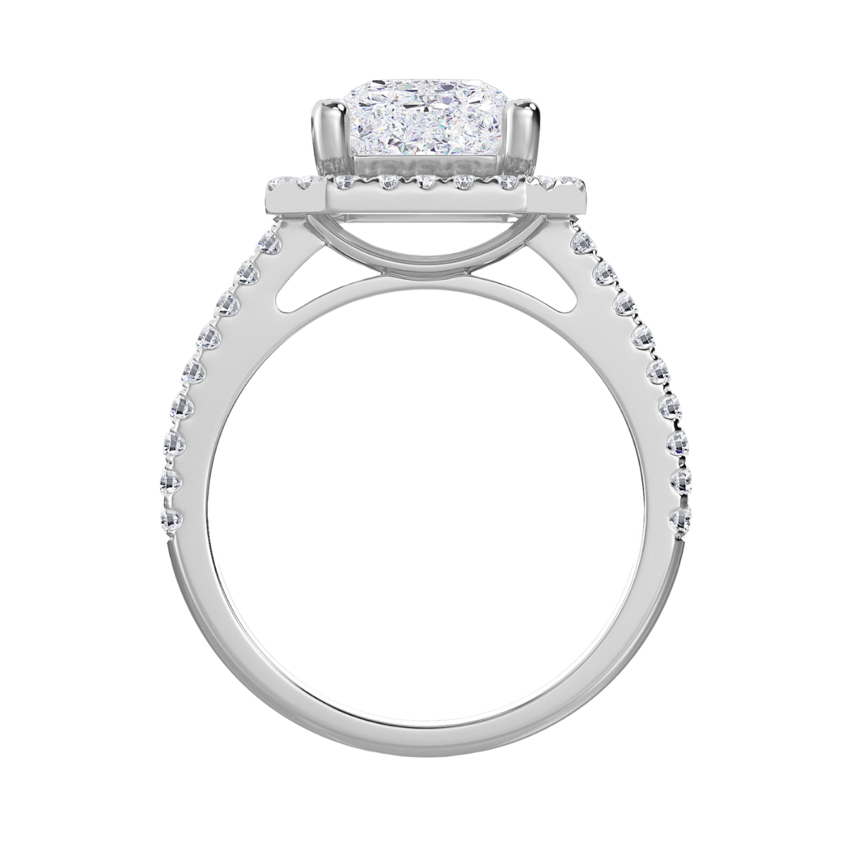 Lab Grown Radiant Halo Pave Diamond Engagement Ring