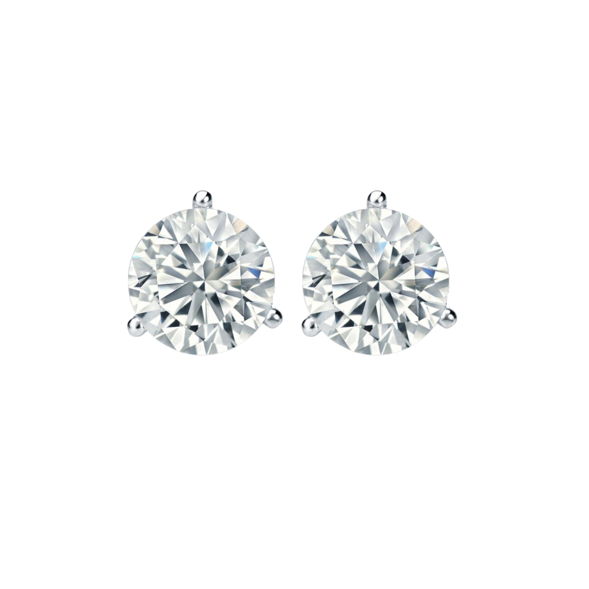 3 Prong Martini Diamond Stud Earrings