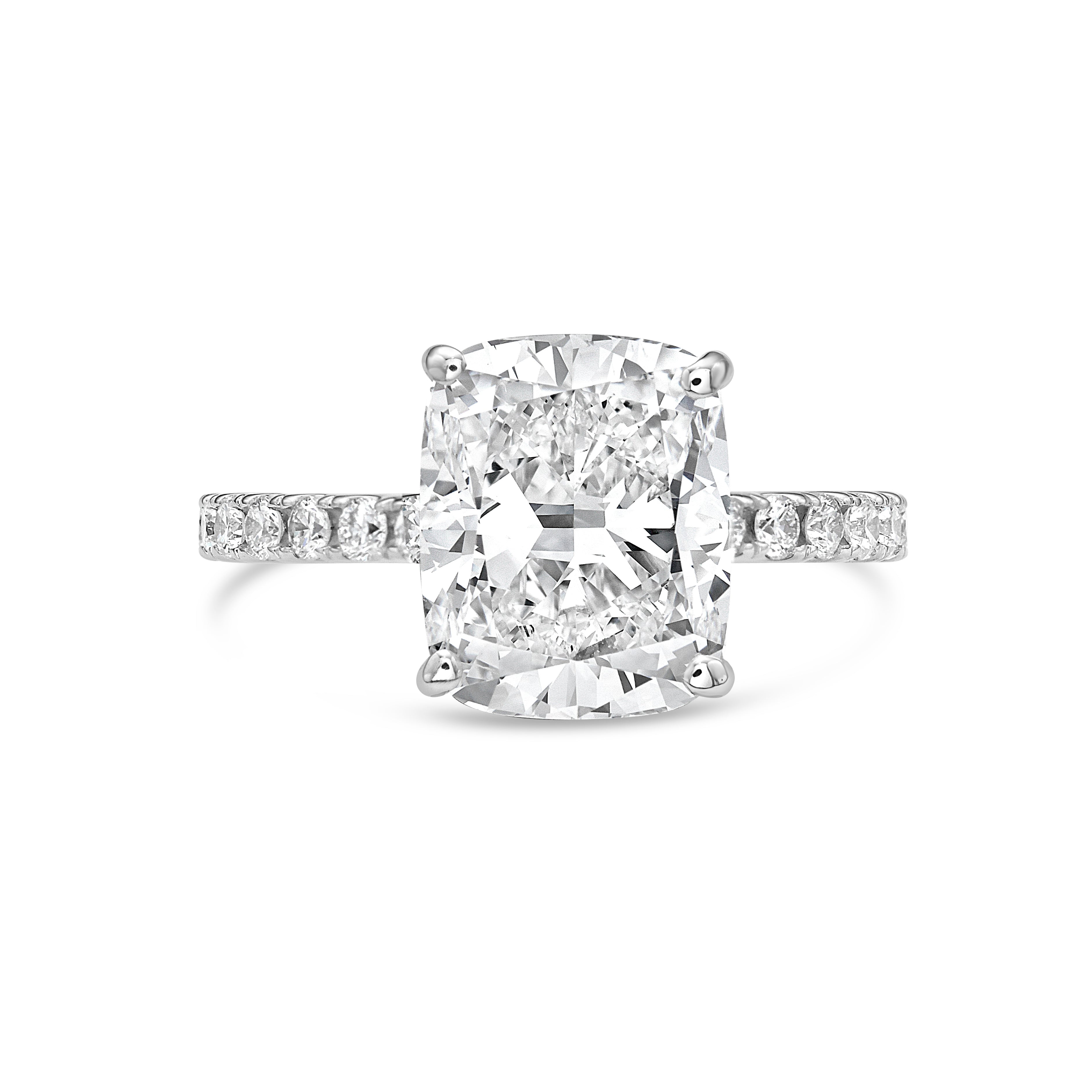 Lab Grown Cushion Diamond Engagement Pave Ring