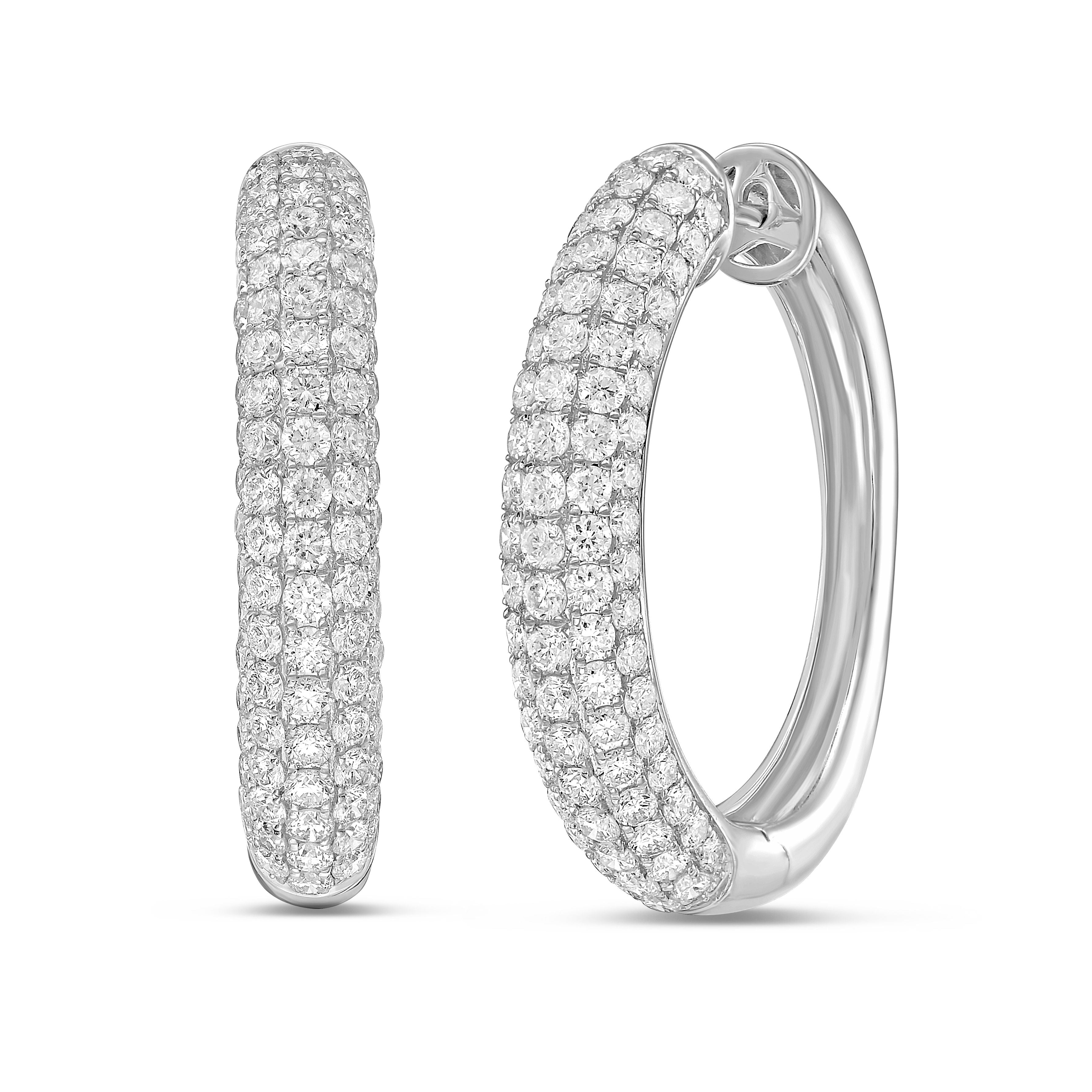 Lab Grown Diamond Five Row Pave Hoop Earrings
