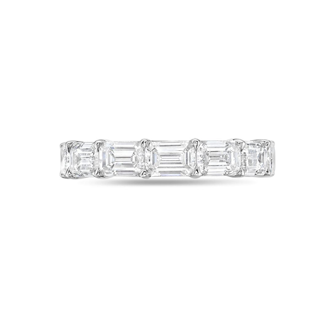 Lab Grown East West Emerald Diamond Half Eternity Band