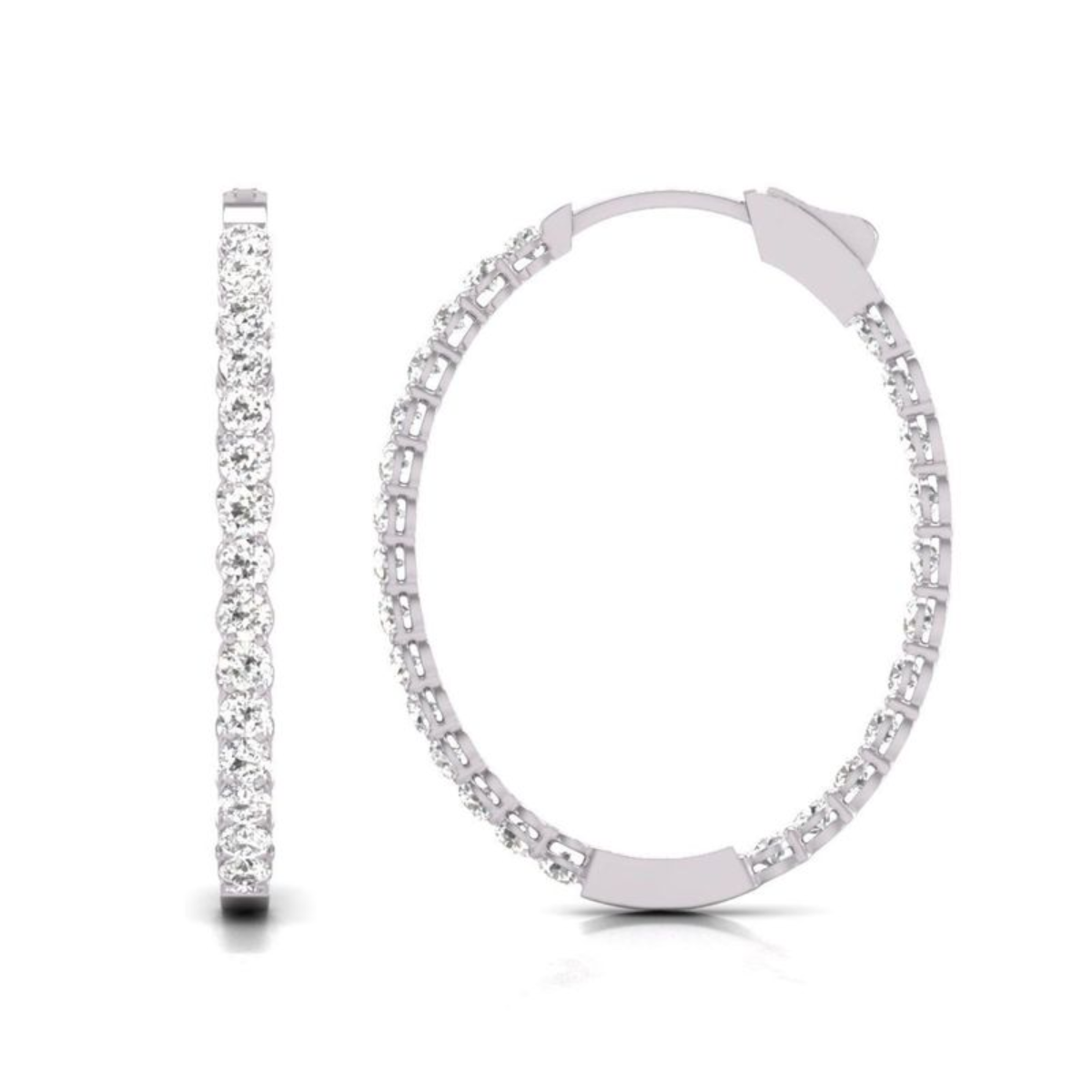 Lab Grown In & Out Oval Diamond Hoop