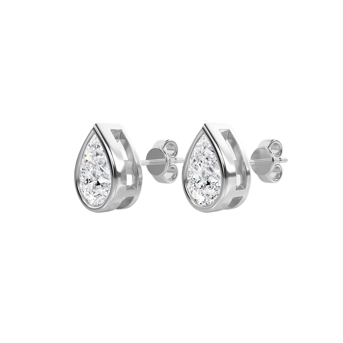 Lab Grown Pear Diamond Bezel Studs