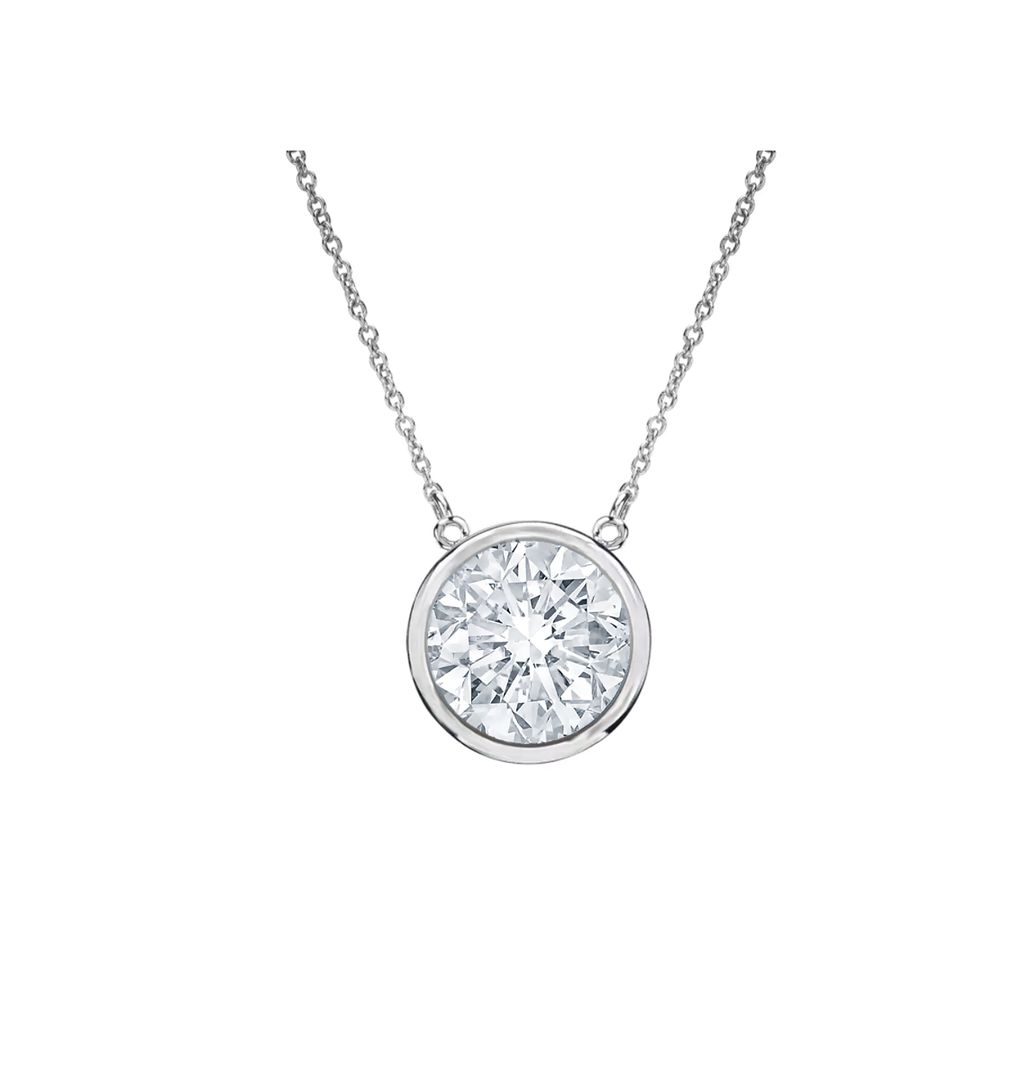 Lab Grown Round Diamond Bezel Pendant