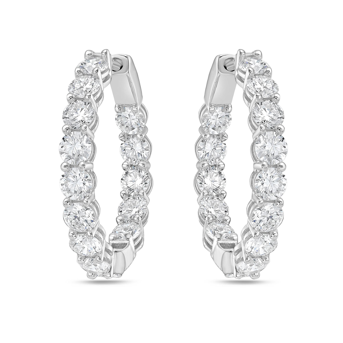 Lab grown diamond in and out hoop earrings in 14K white gold, 1.25 inch diameter