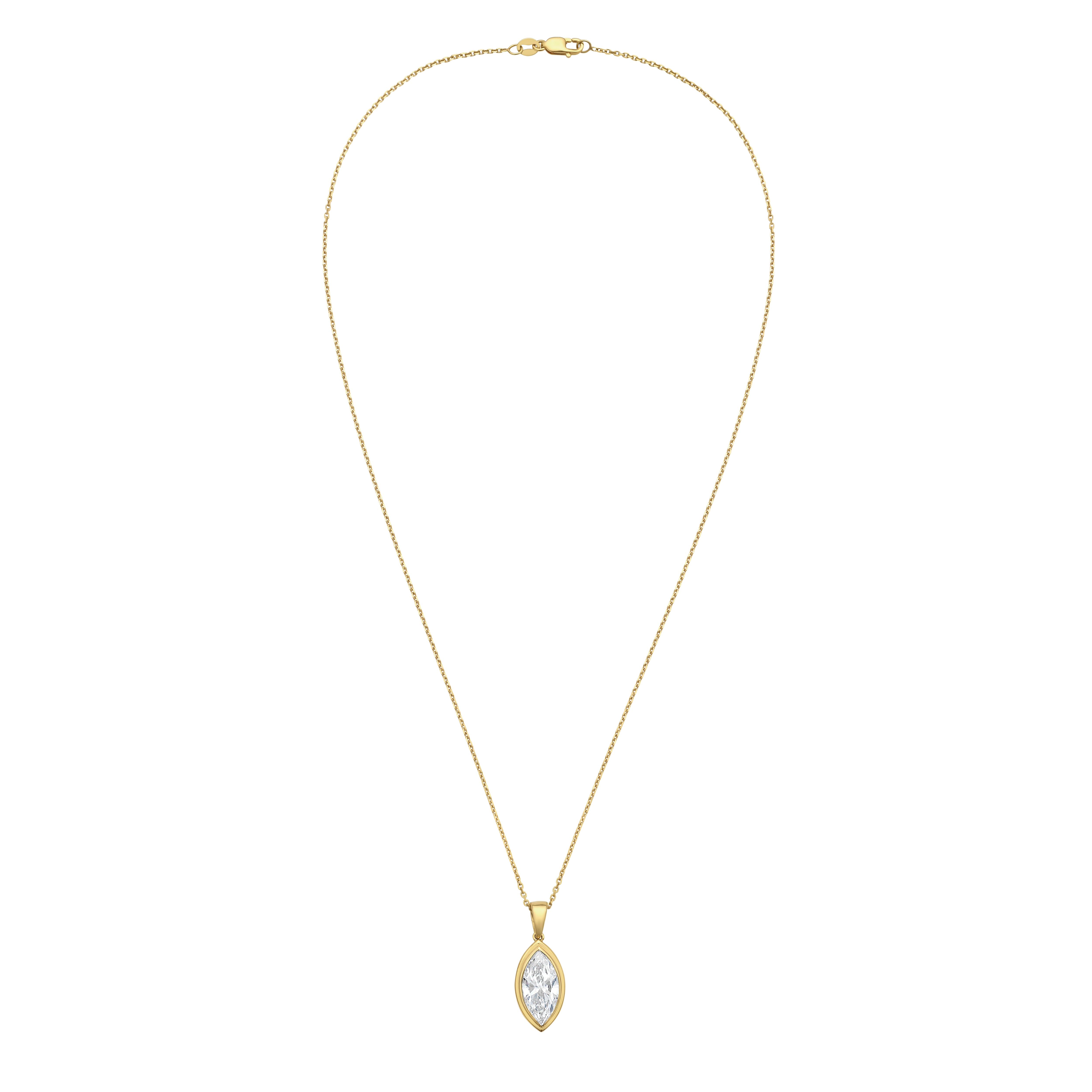 Lab Grown Marquise Diamond Bezel Pendant With Bail