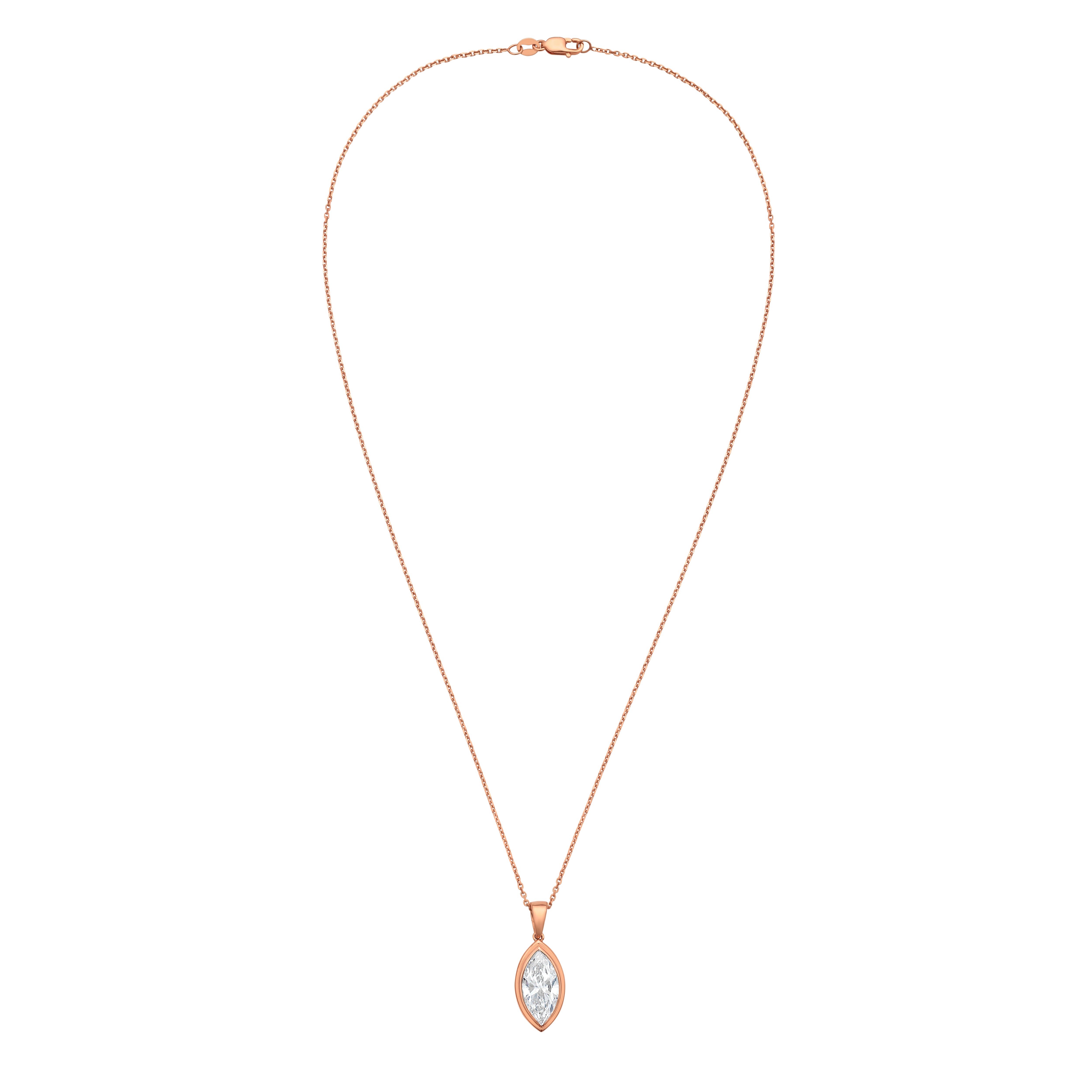 Lab Grown Marquise Diamond Bezel Pendant With Bail