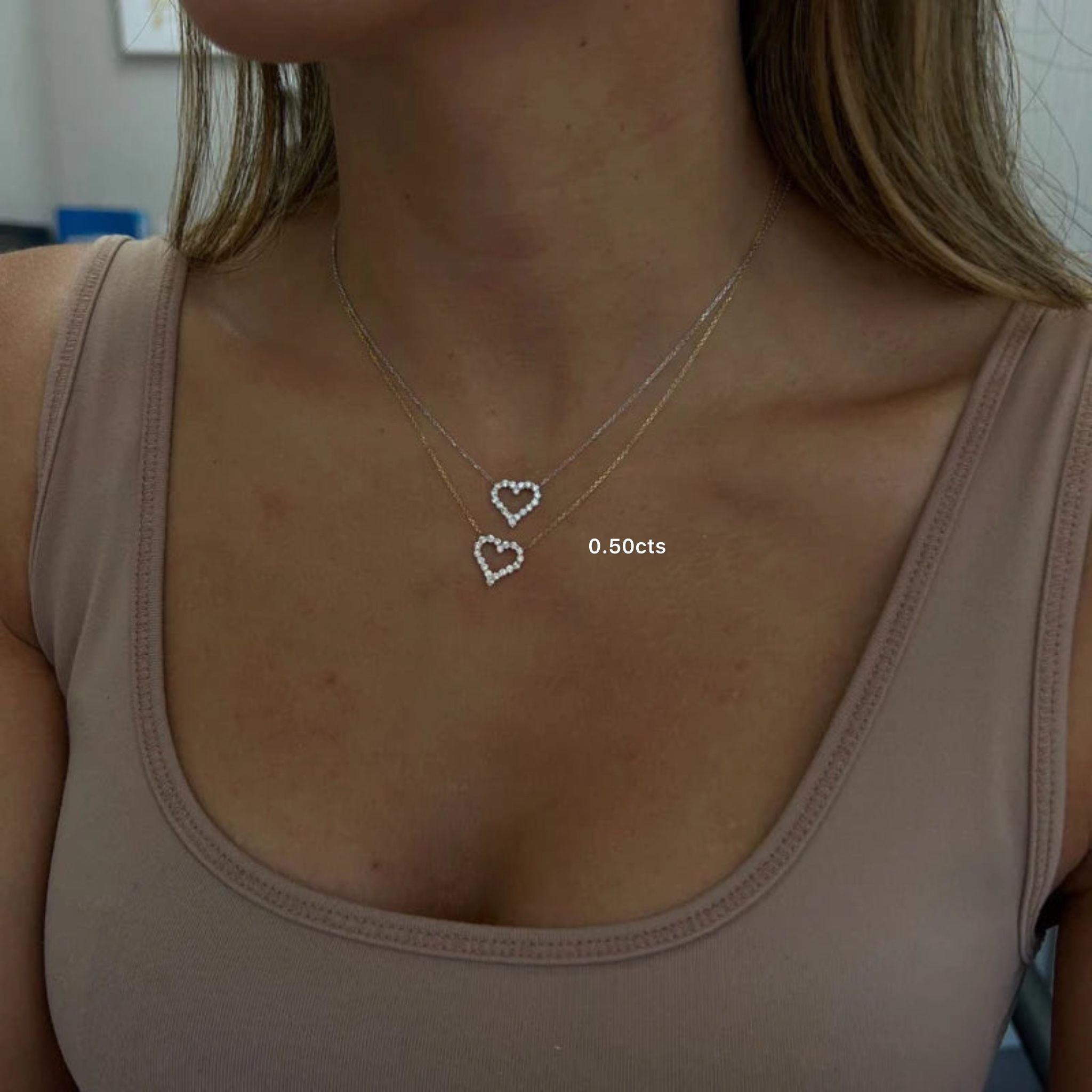 Lab Grown Open Heart Diamond Pendant