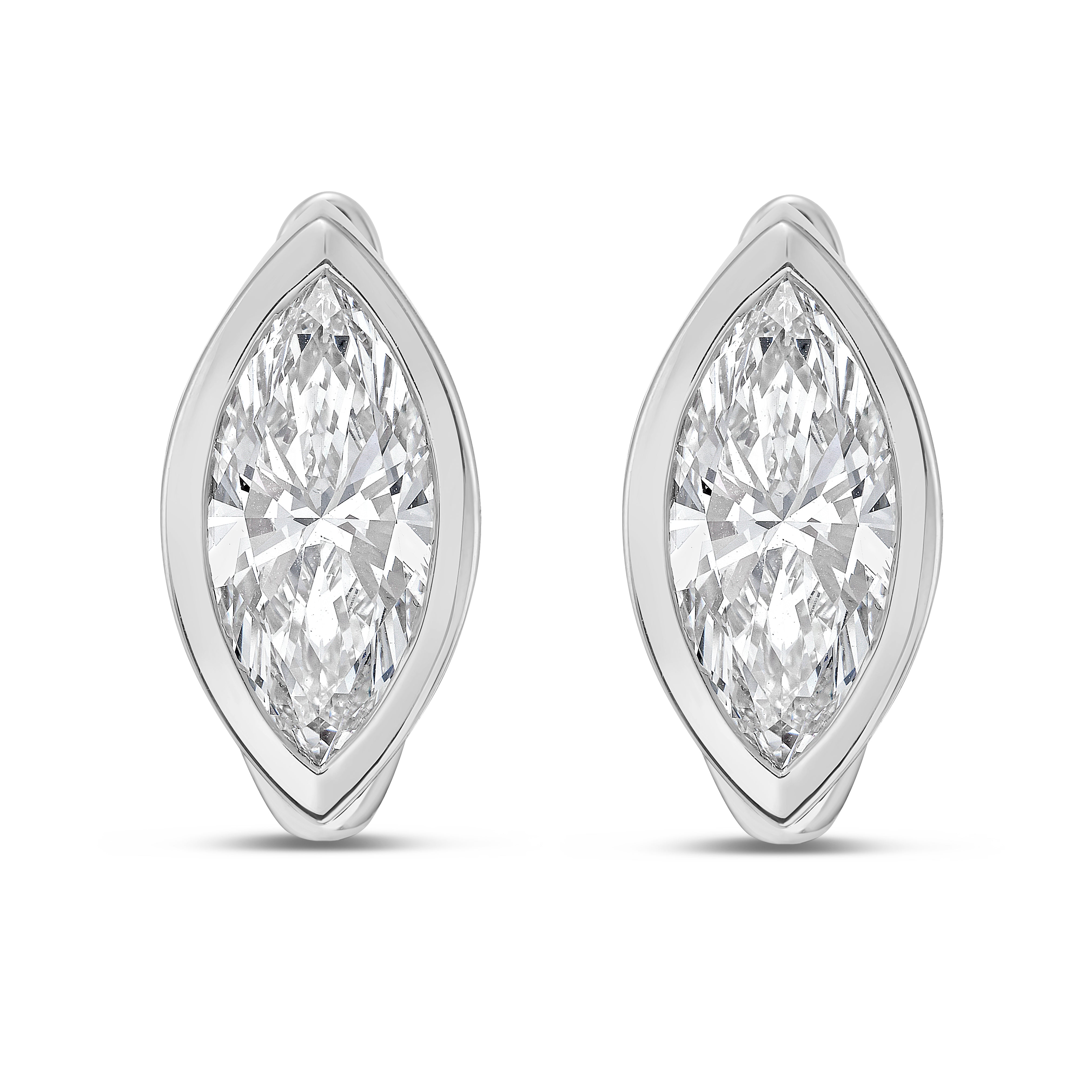Lab Grown Marquise Diamond Bezel Earrings