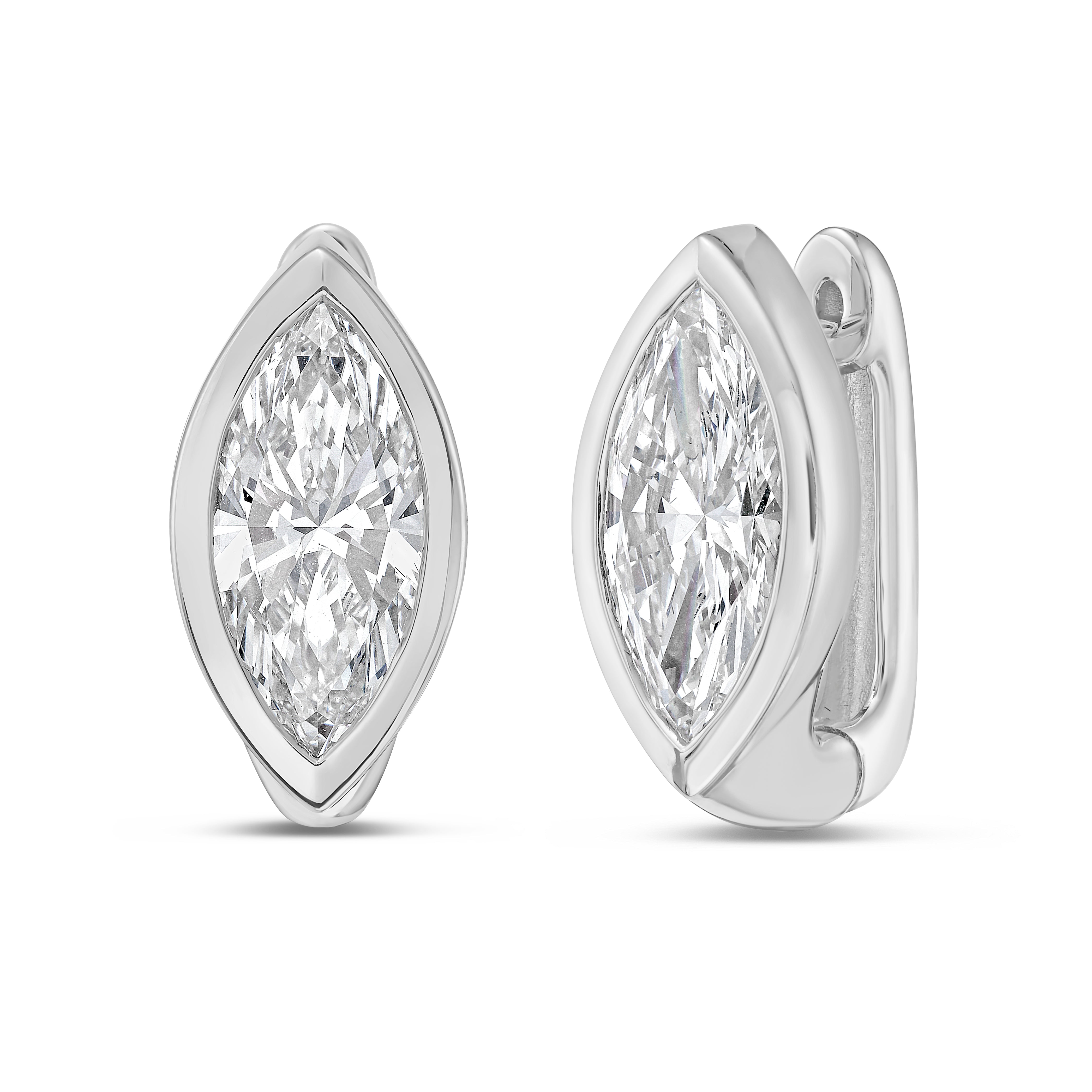Lab Grown Marquise Diamond Bezel Earrings