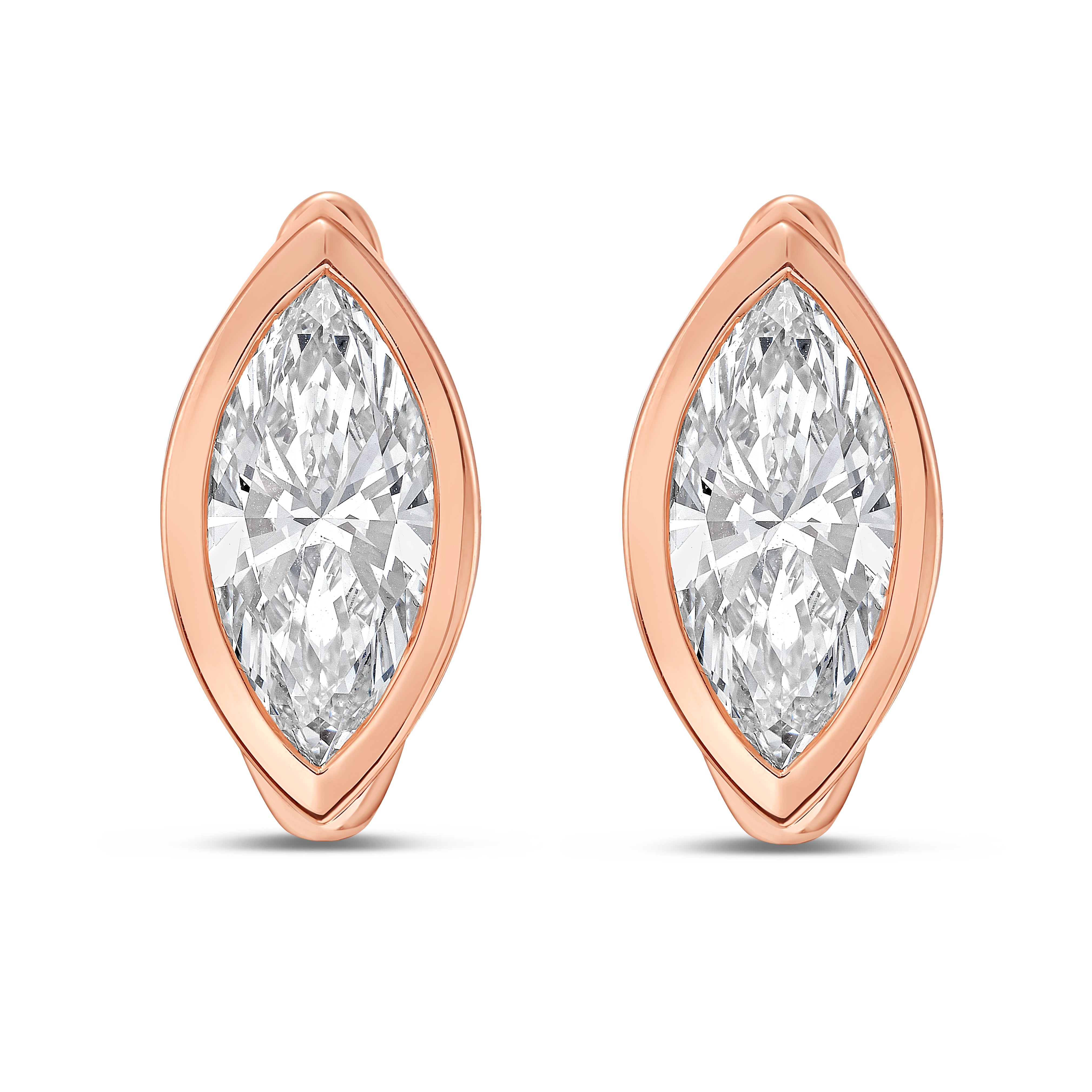 Lab Grown Marquise Diamond Bezel Earrings