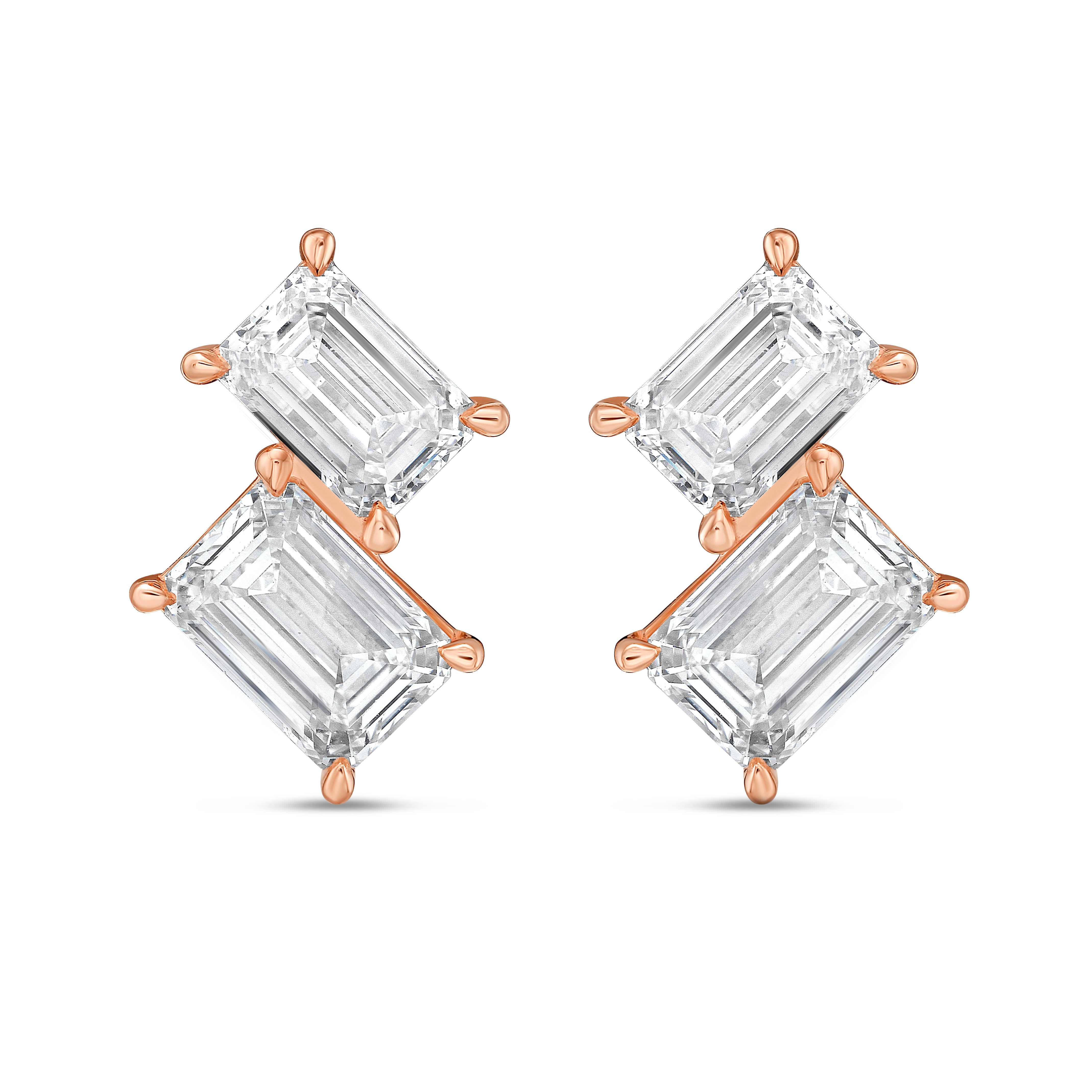 Lab Grown Emerald Diamond Earrings