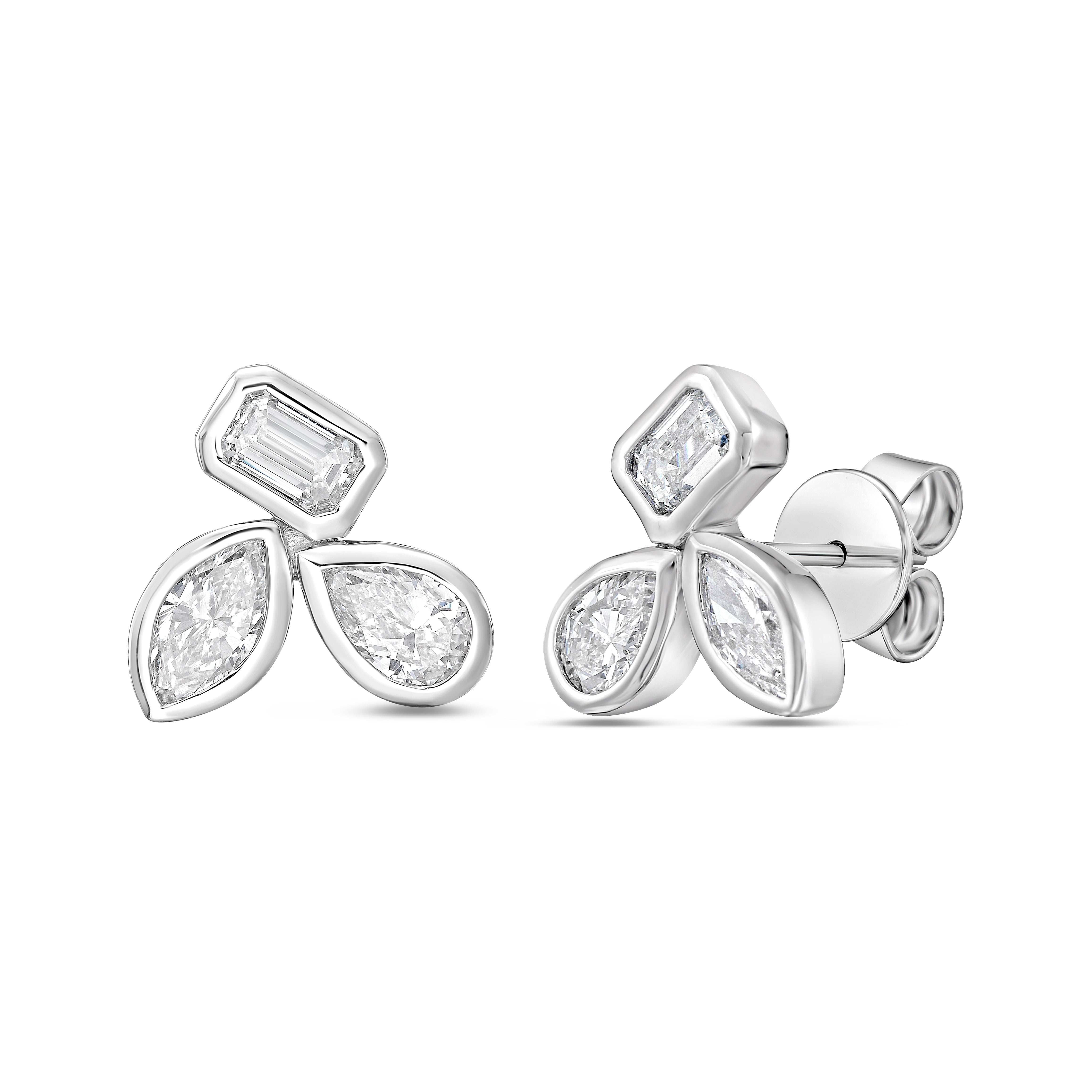 Lab Grown Multi-Cut Diamond Bezel Earring