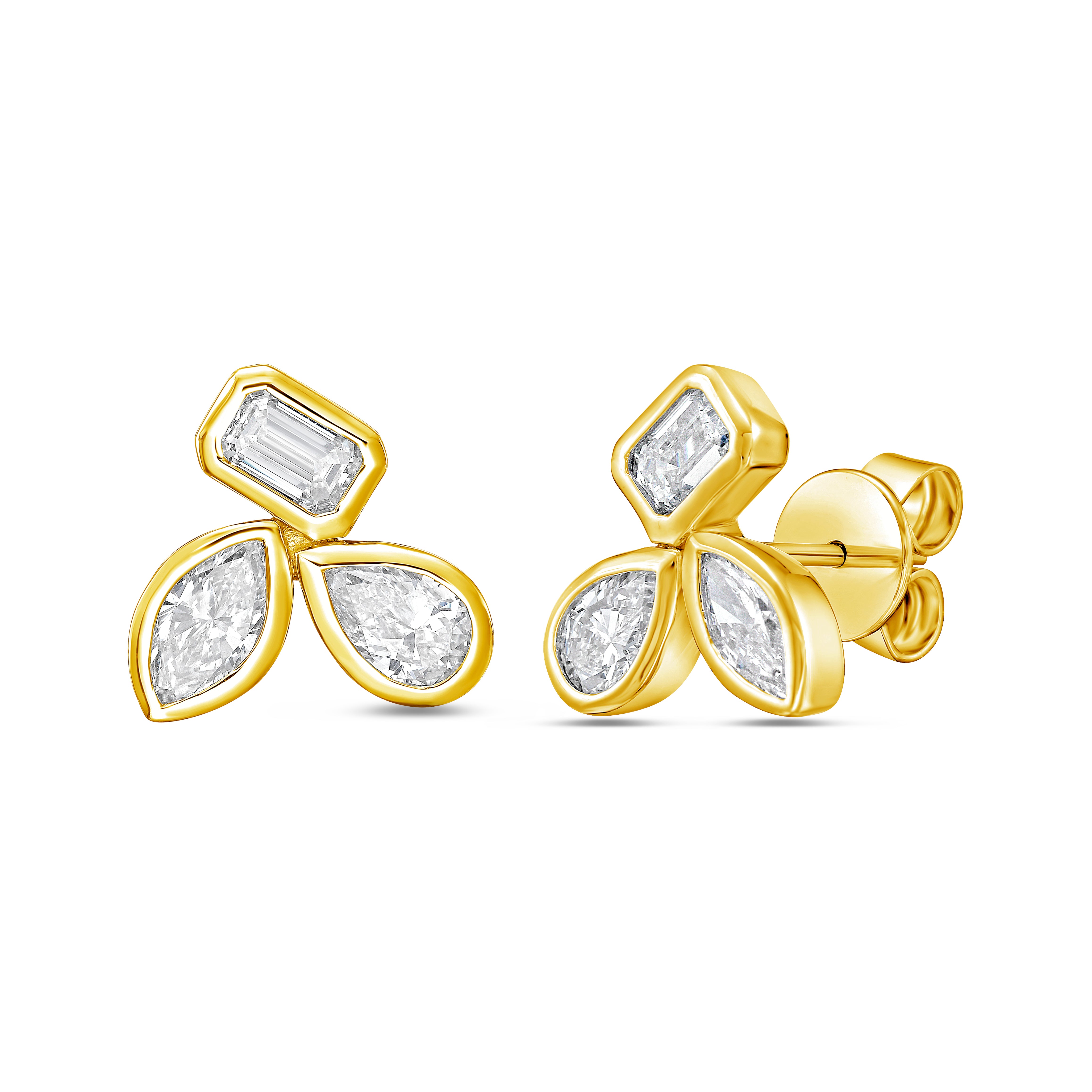 Lab Grown Multi-Cut Diamond Bezel Earring