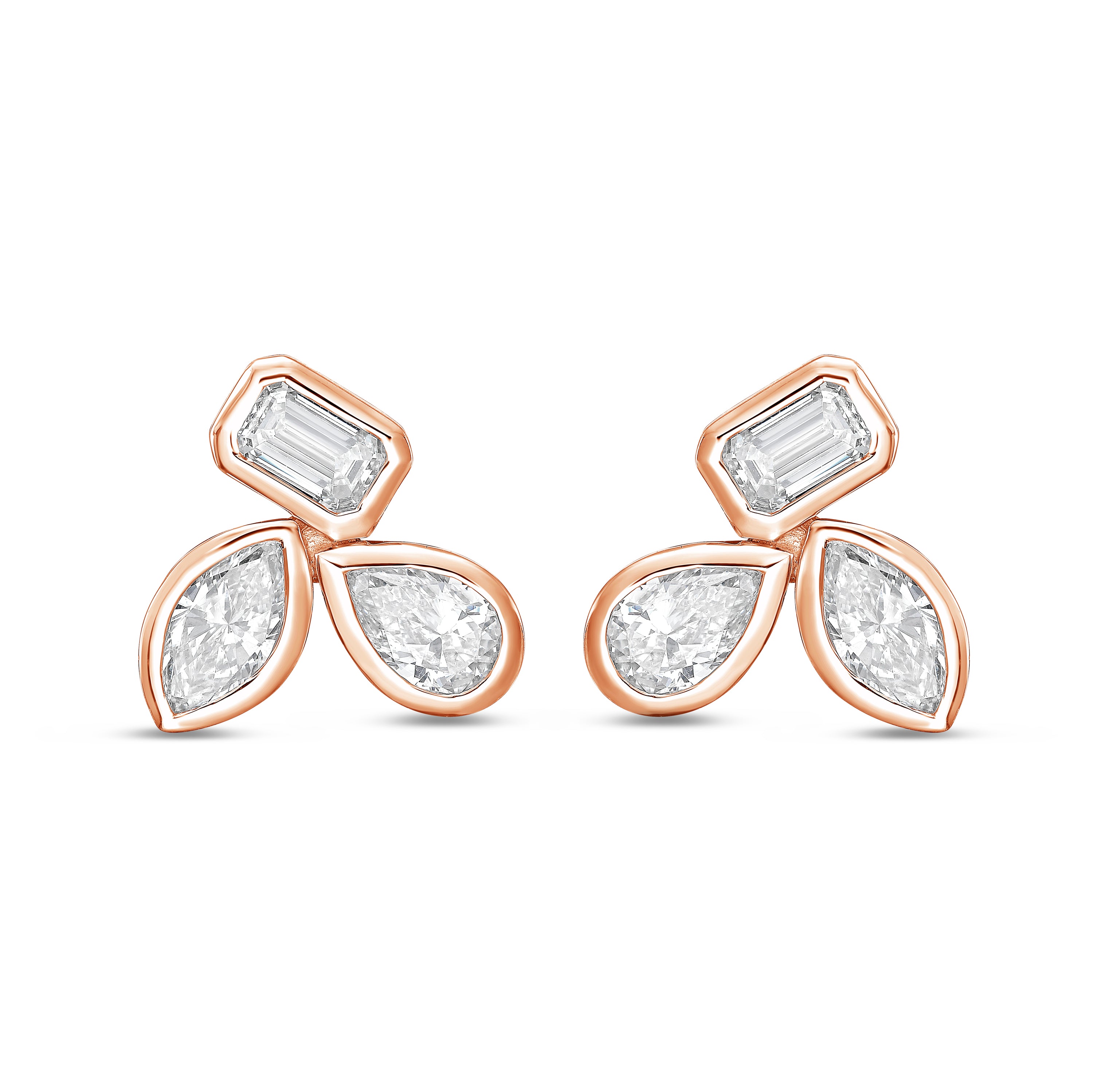 Lab Grown Multi-Cut Diamond Bezel Earring