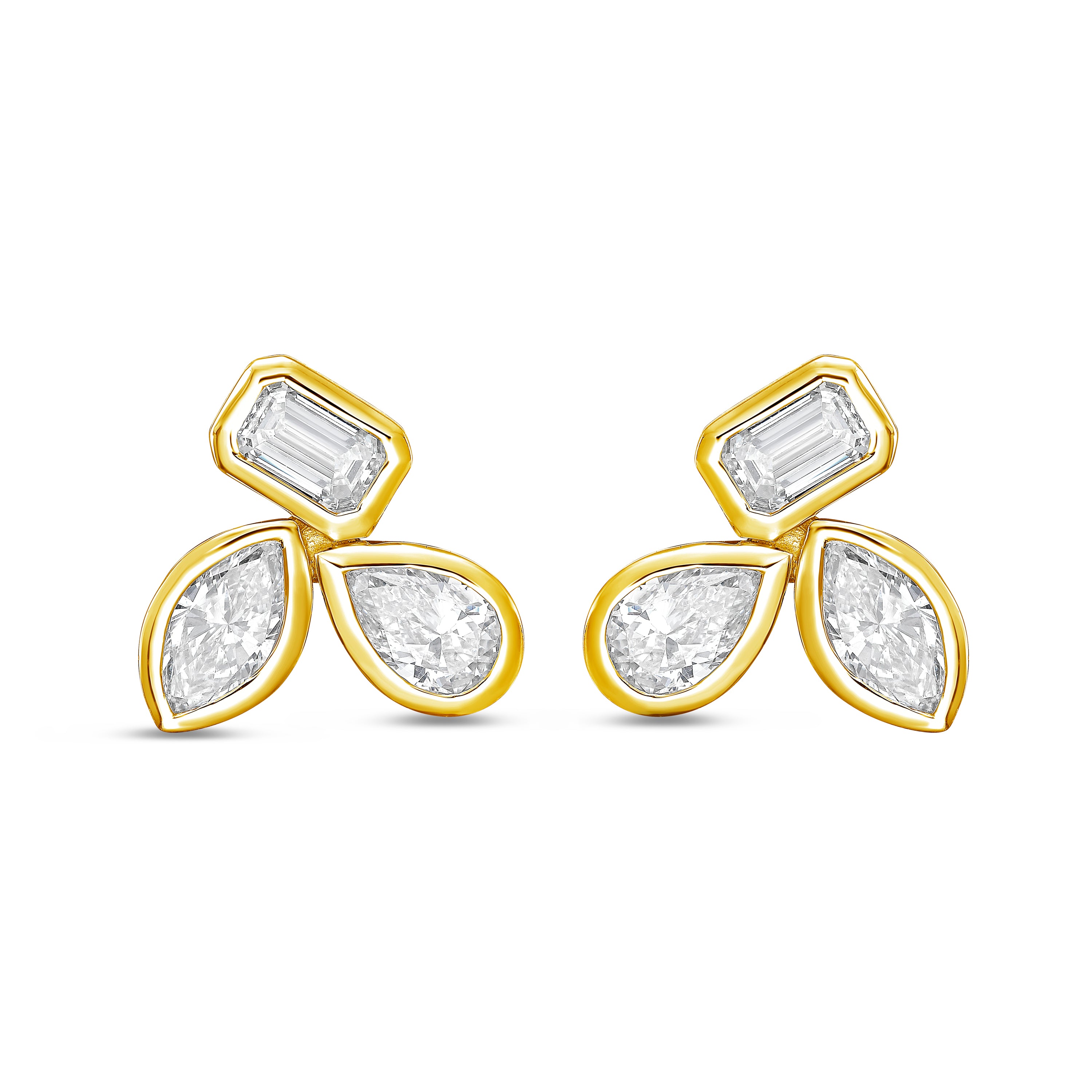Lab Grown Multi-Cut Diamond Bezel Earring