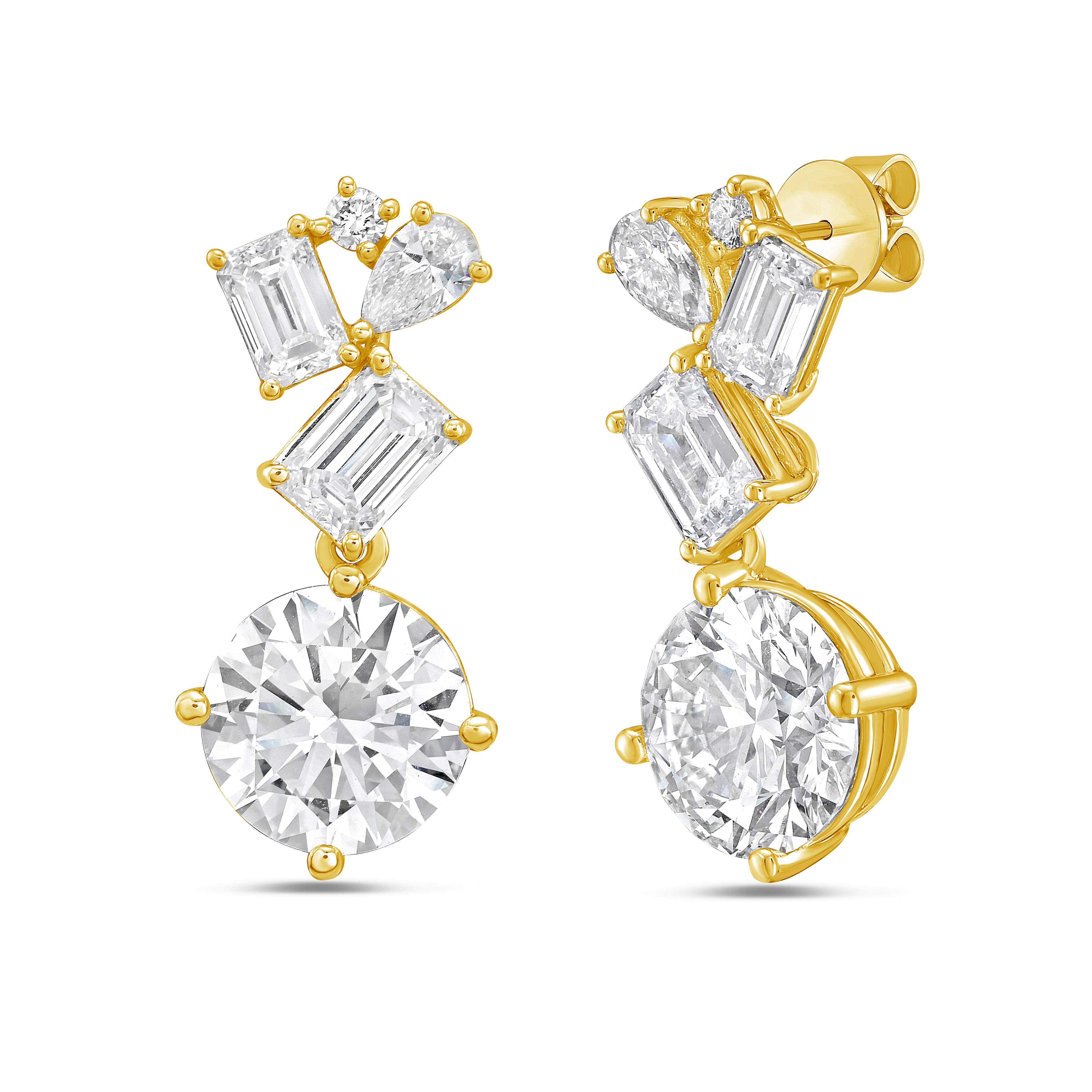 Lab Grown Multi-Cut Diamond Drop Earring
