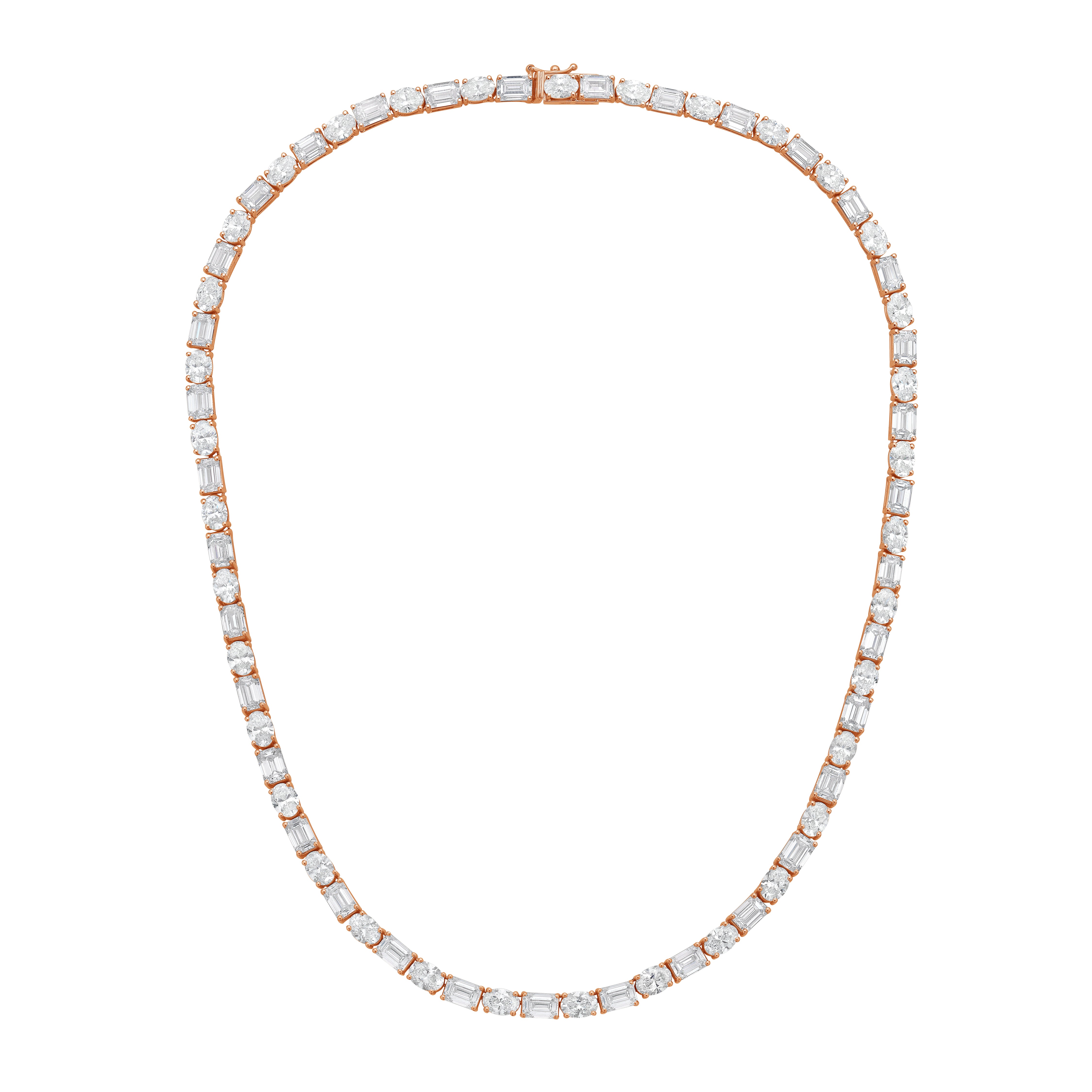 Lab Grown Oval And Emerald Diamond Tennis Necklace