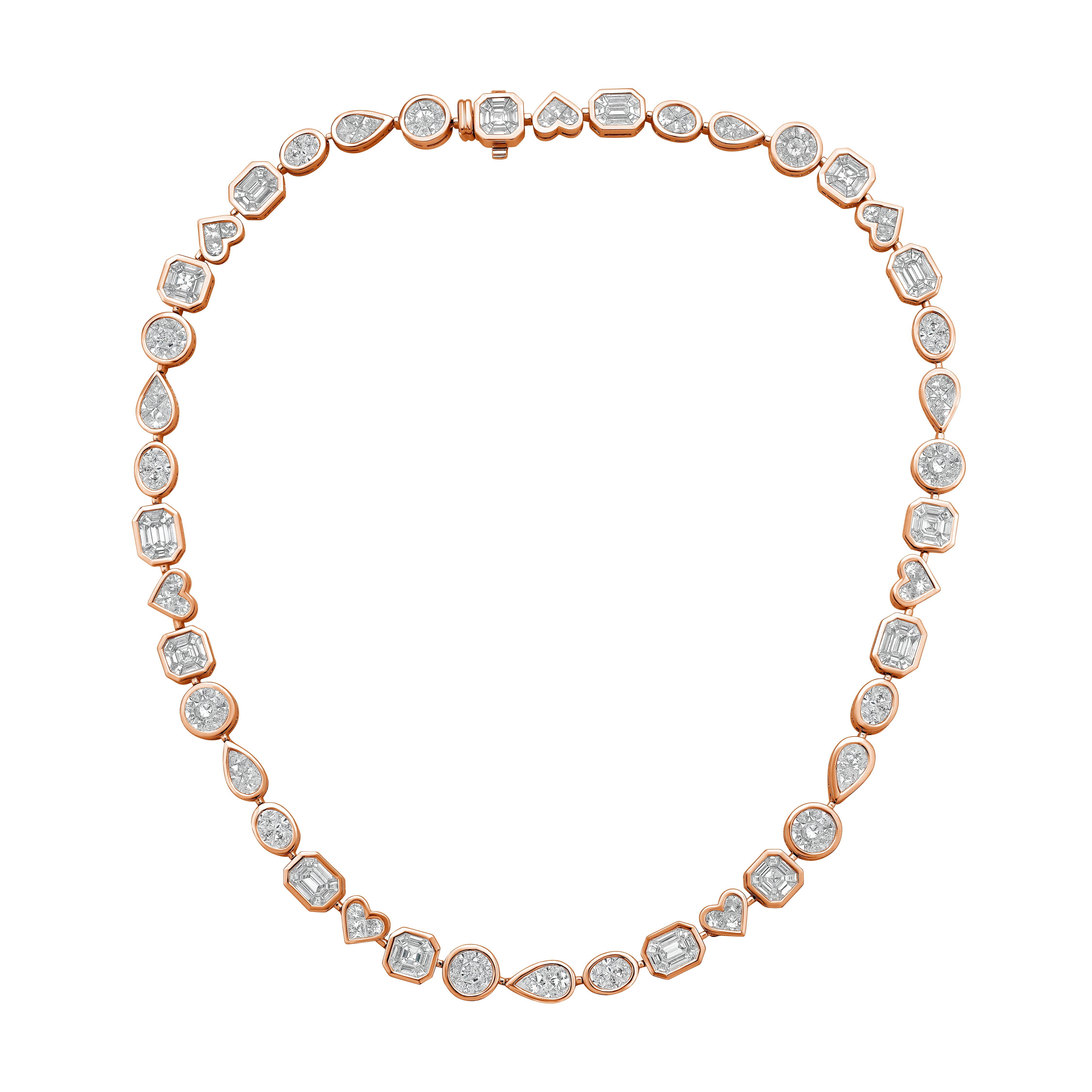 Lab Grown Multi-Cut Diamond Bezel Necklace