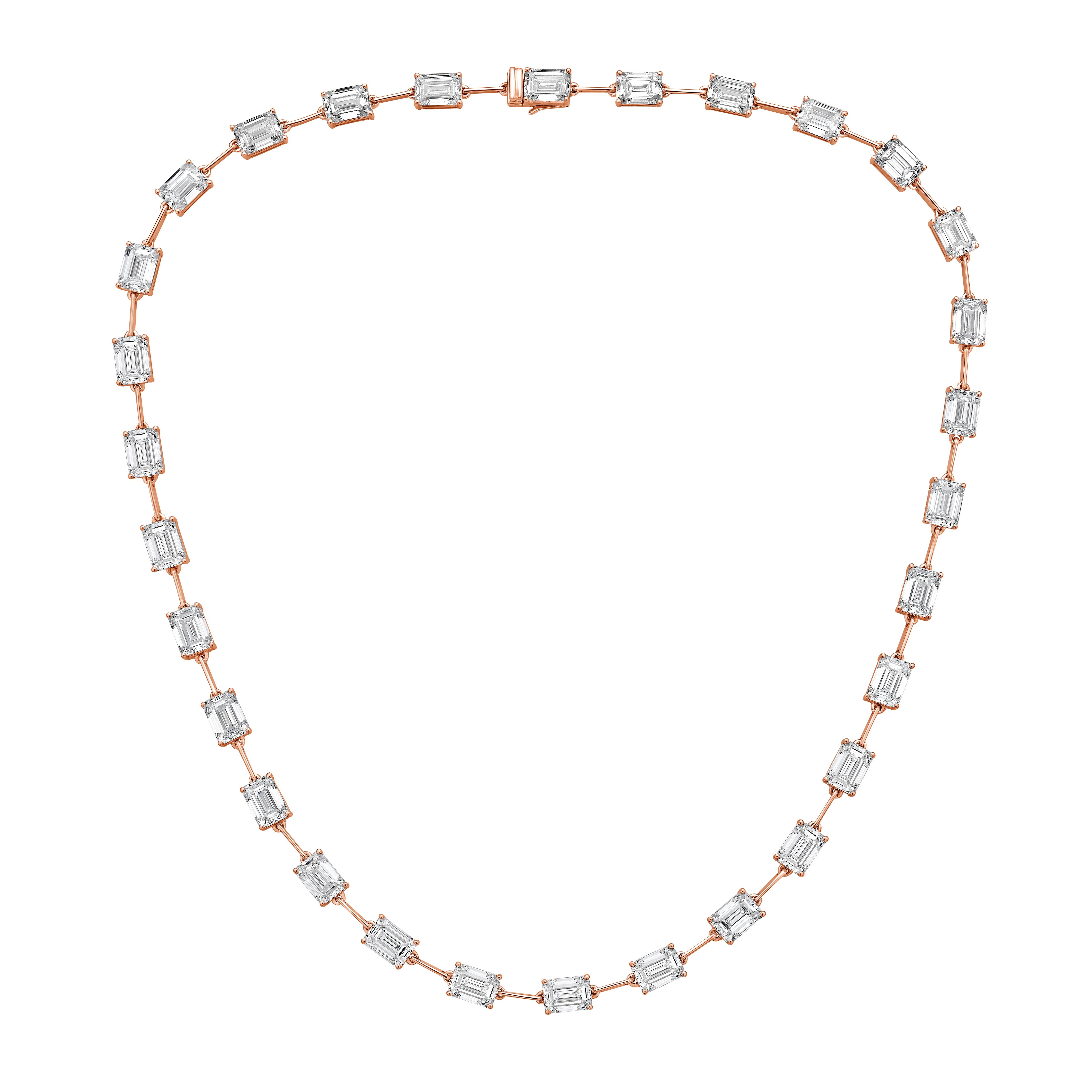 Lab Grown Emerald Cut Diamond Station Necklace