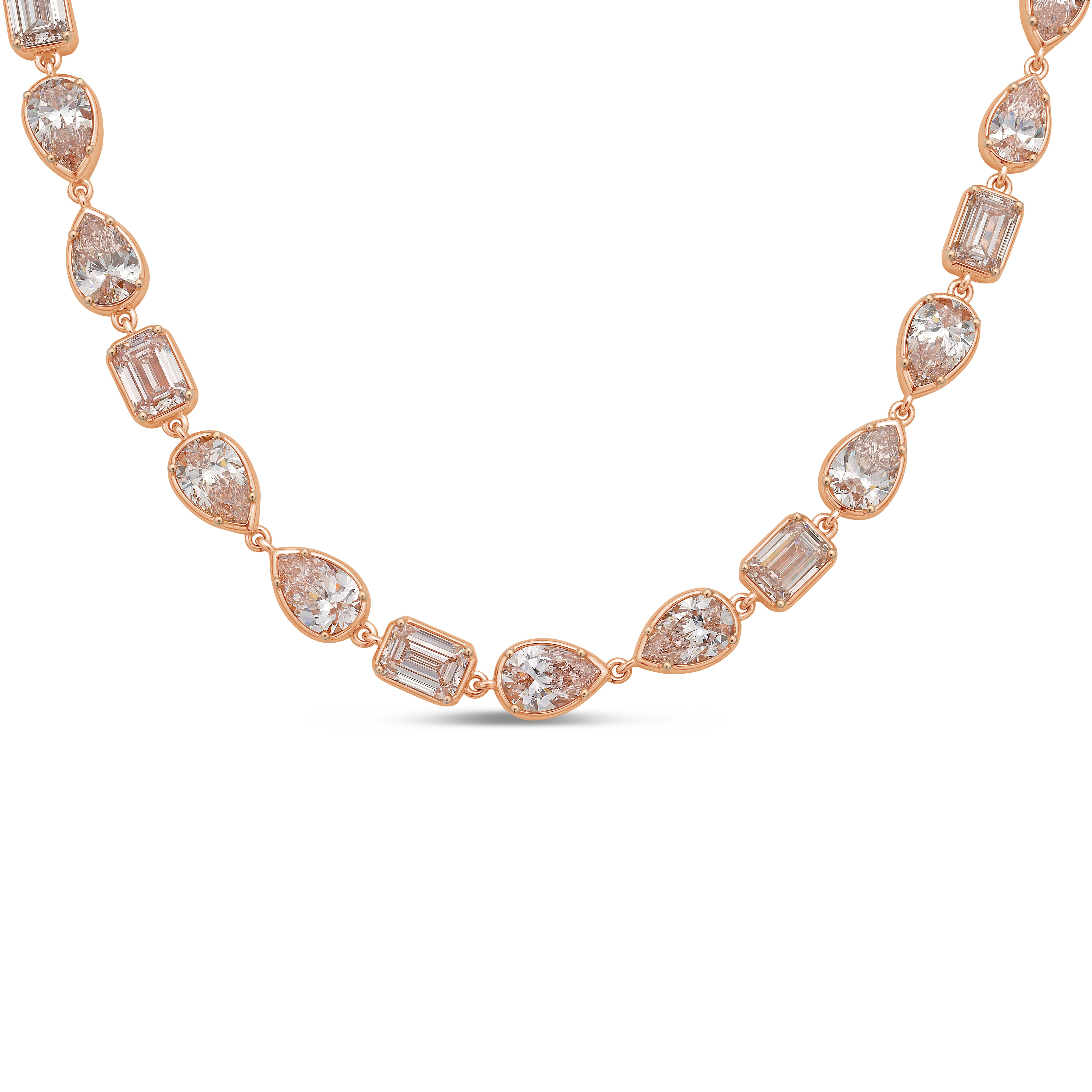 Lab Grown Multi-Cut Pink Diamond Bezel Necklace