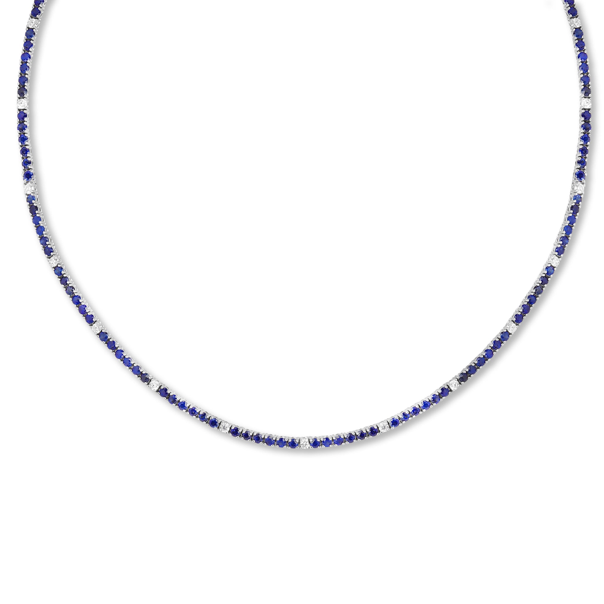 7cts Round Sapphire and Diamond Tennis Necklace