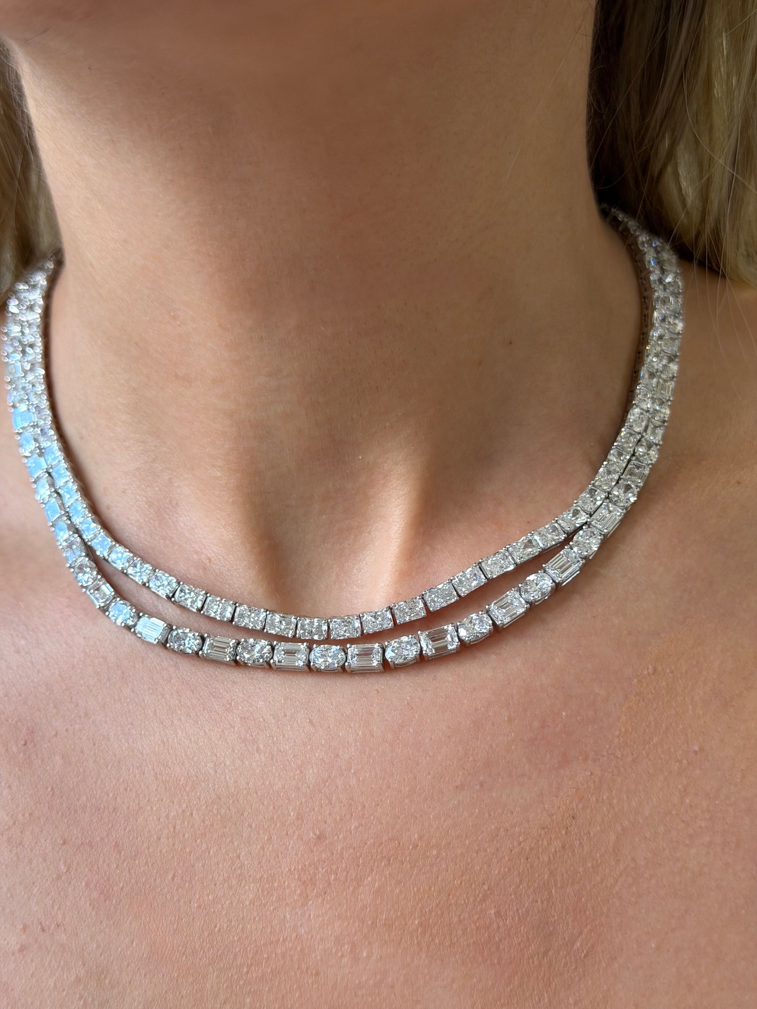 Lab Grown Radiant Cut Diamond Tennis Necklace