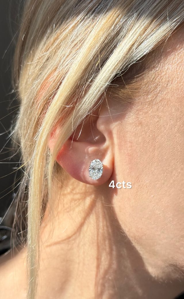 Lab Grown Oval Diamond Studs