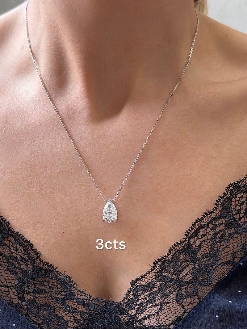 Lab Grown North South Pear Diamond Pendant