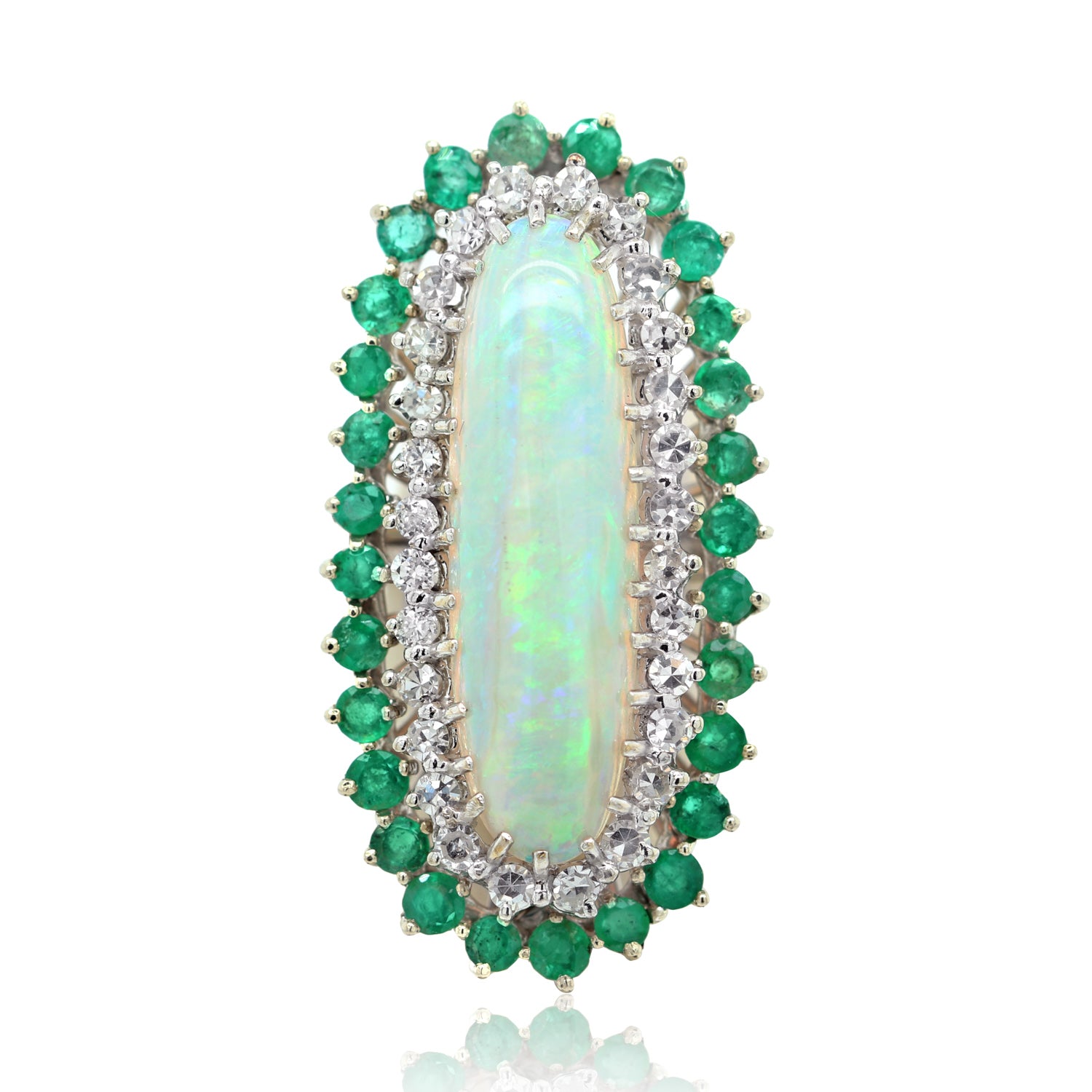 Opal Emerald Diamond Ring