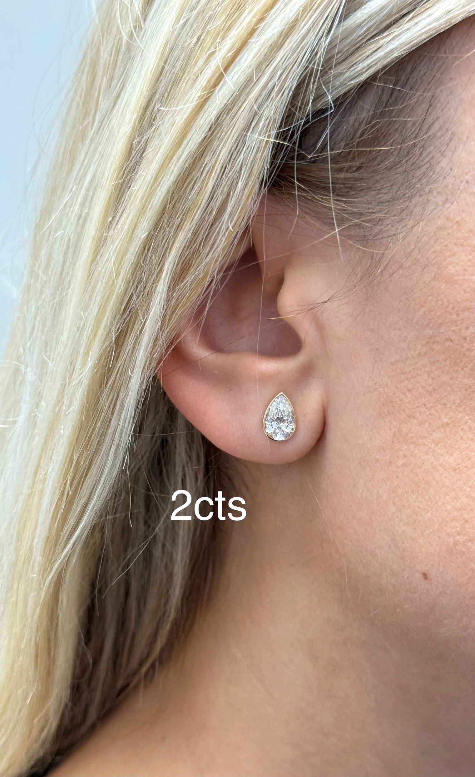 Lab Grown Pear Diamond Bezel Studs