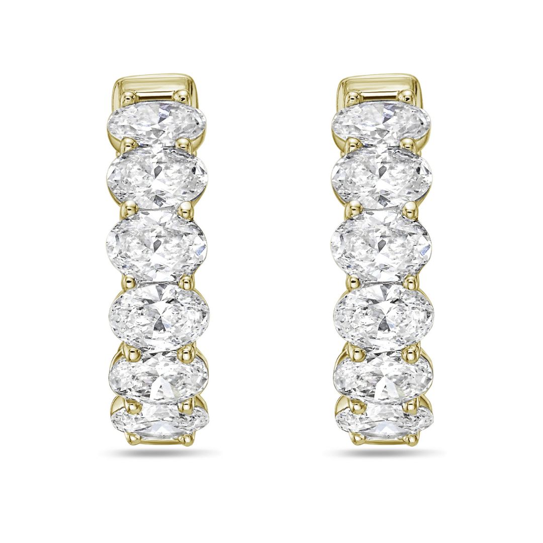 Oval diamond huggie hoop