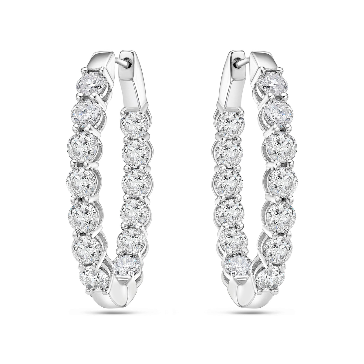Oval inside out hoop diamond earrings