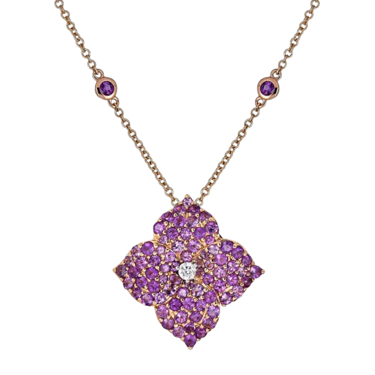 Large Amethyst Fleur Necklace