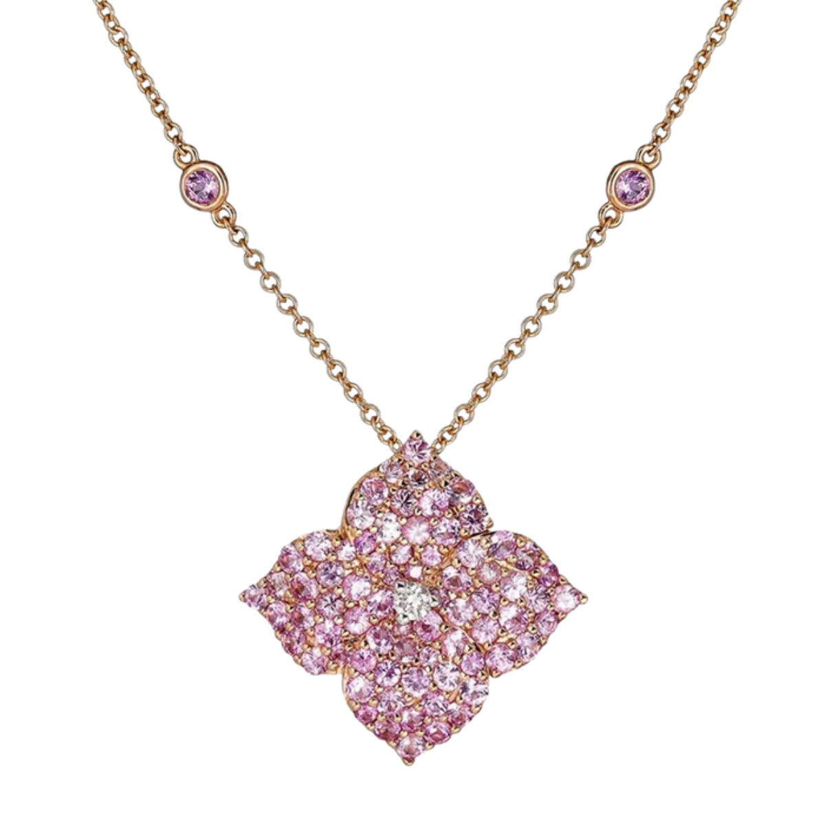 Large Pink Sapphire Fleur Necklace