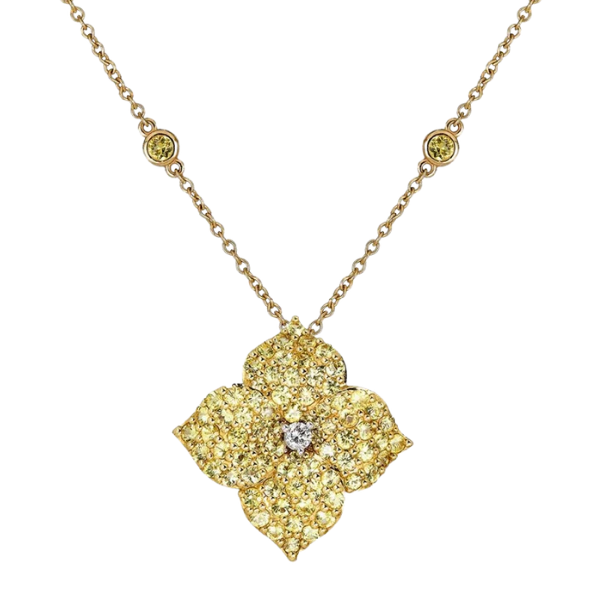 Large Yellow Sapphire Fleur Necklace