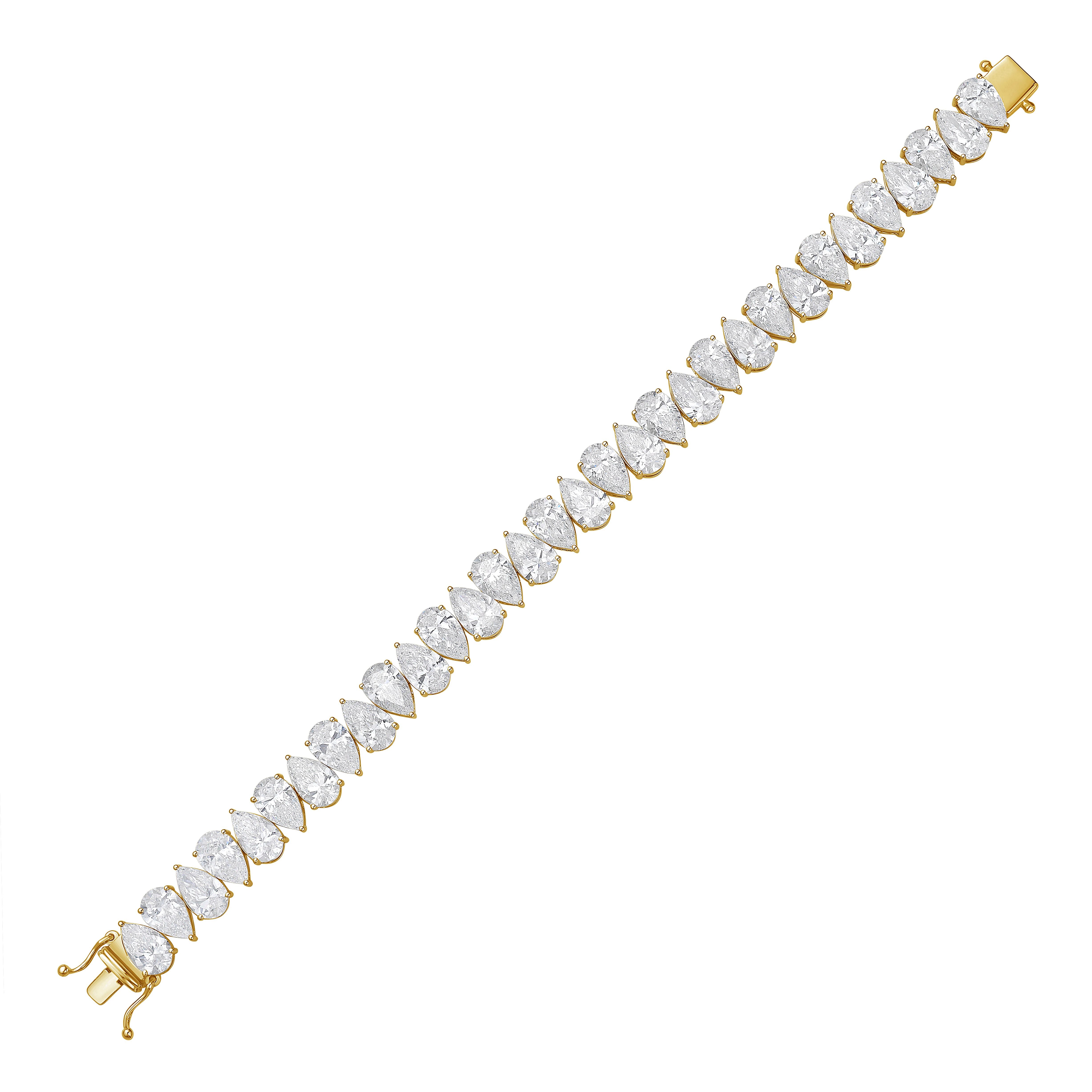 Lab Grown Diamond Pear Tennis Bracelet
