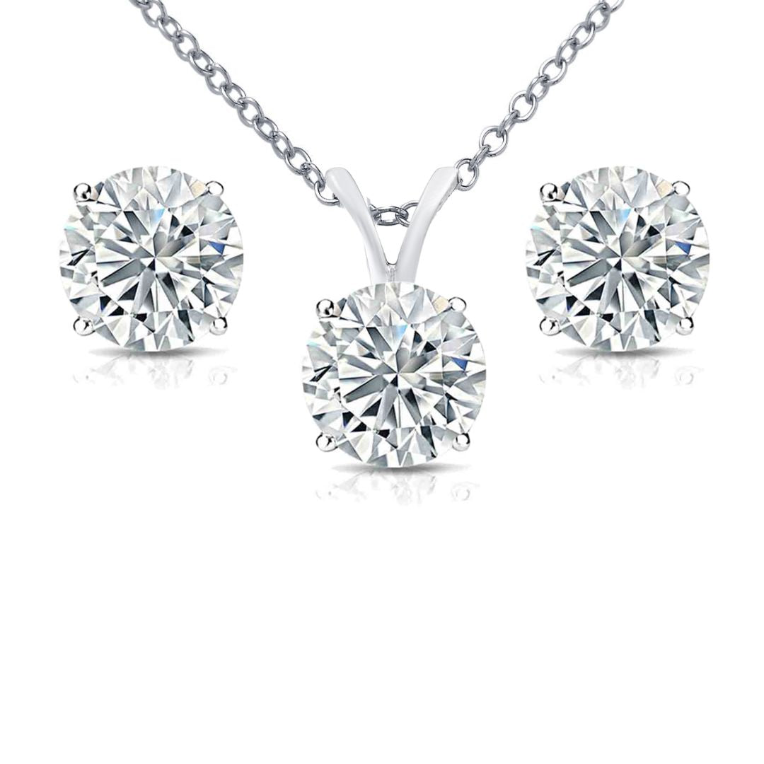 14kt White Gold Diamond Pendant and Earring Set
