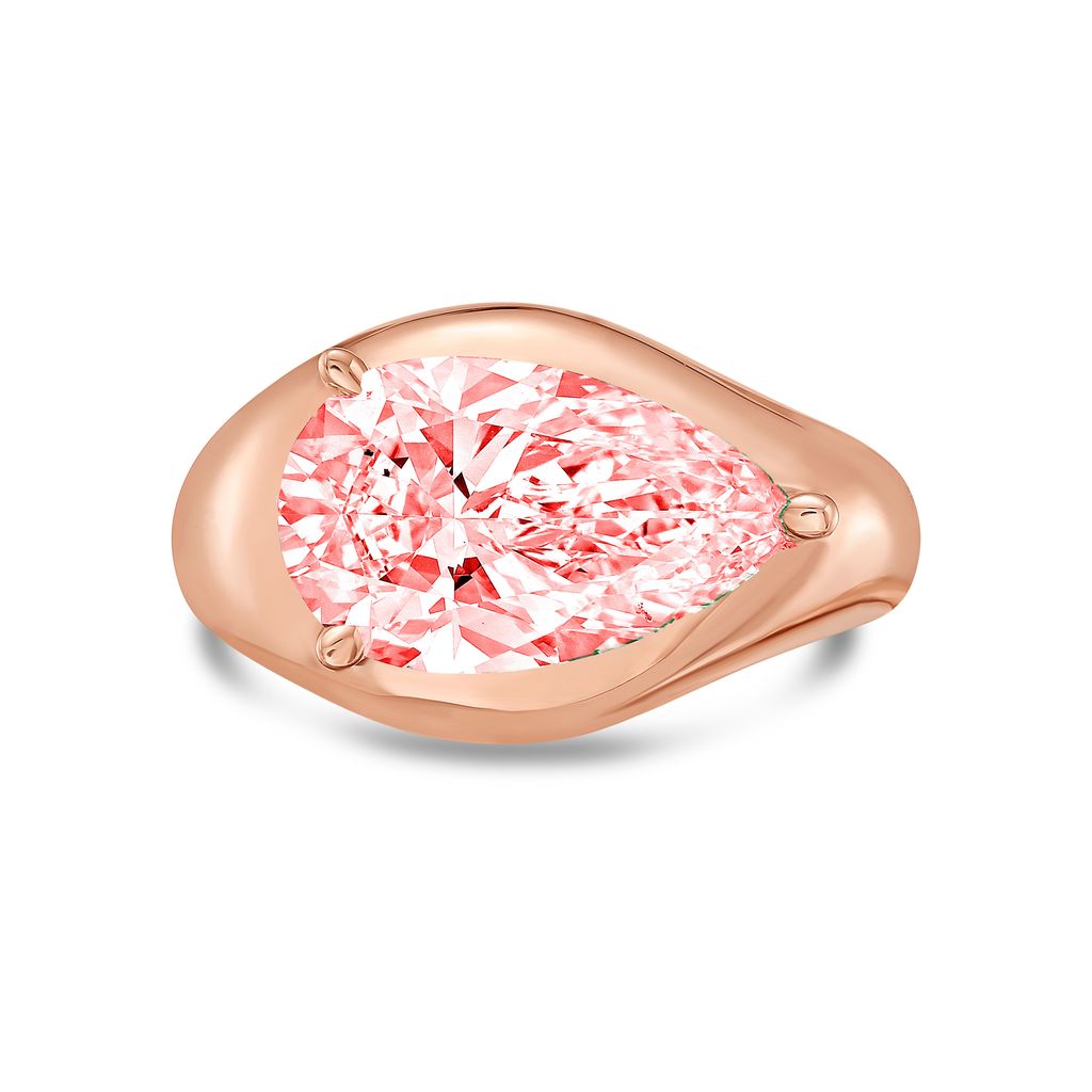 Lab-Grown East-West Pink Diamond Dome Ring, 14k Gold