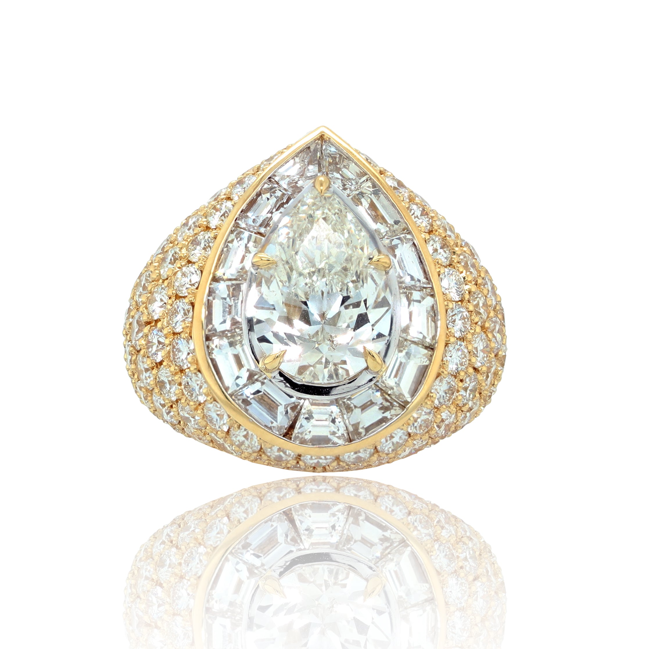 Pave Pear Diamond Ring