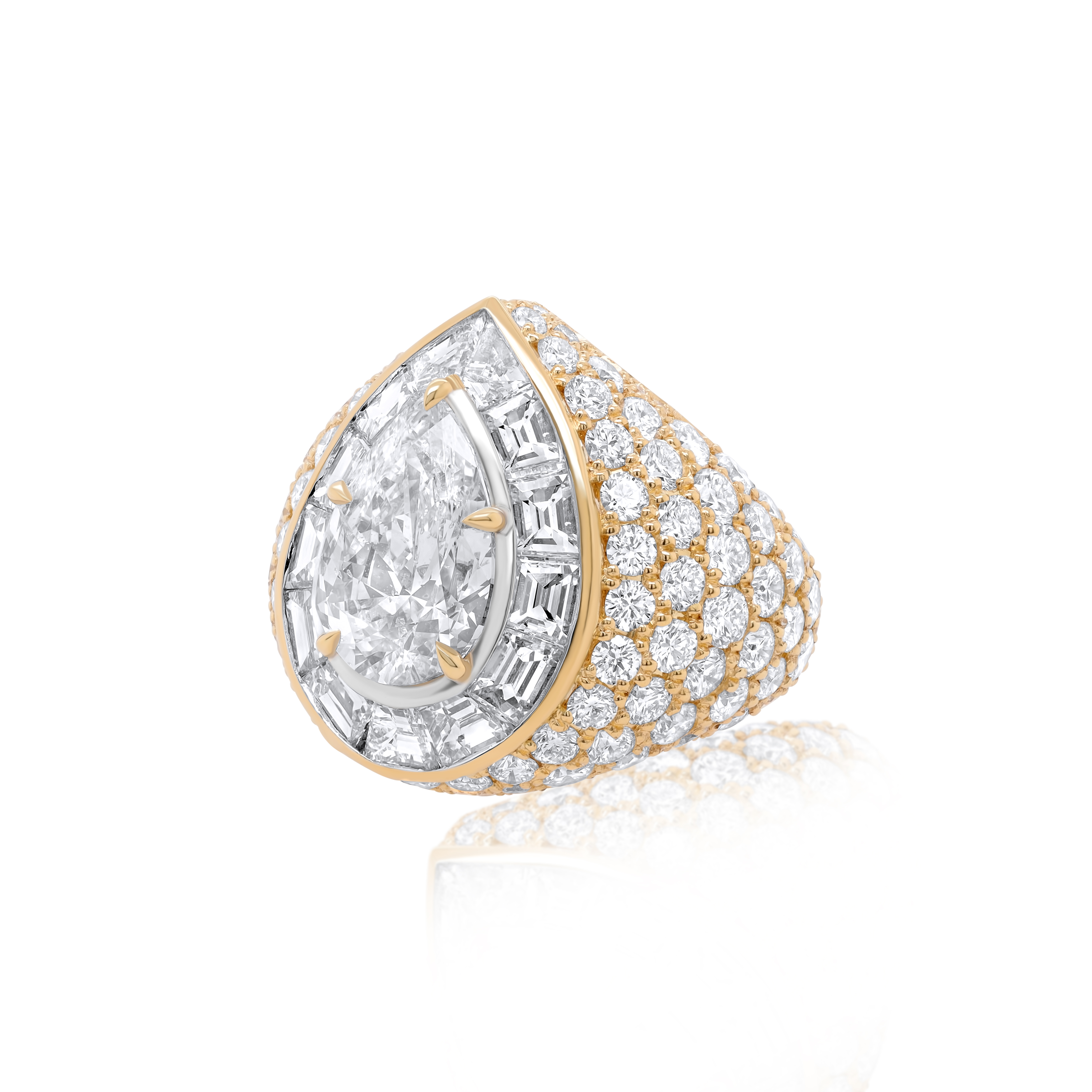 Pave Pear Diamond Ring