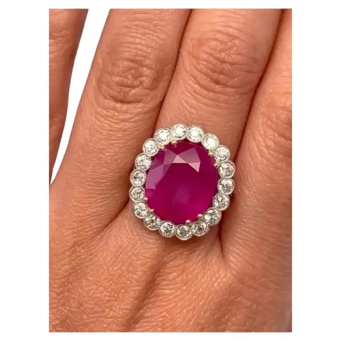 Ruby Diamond Halo Ring
